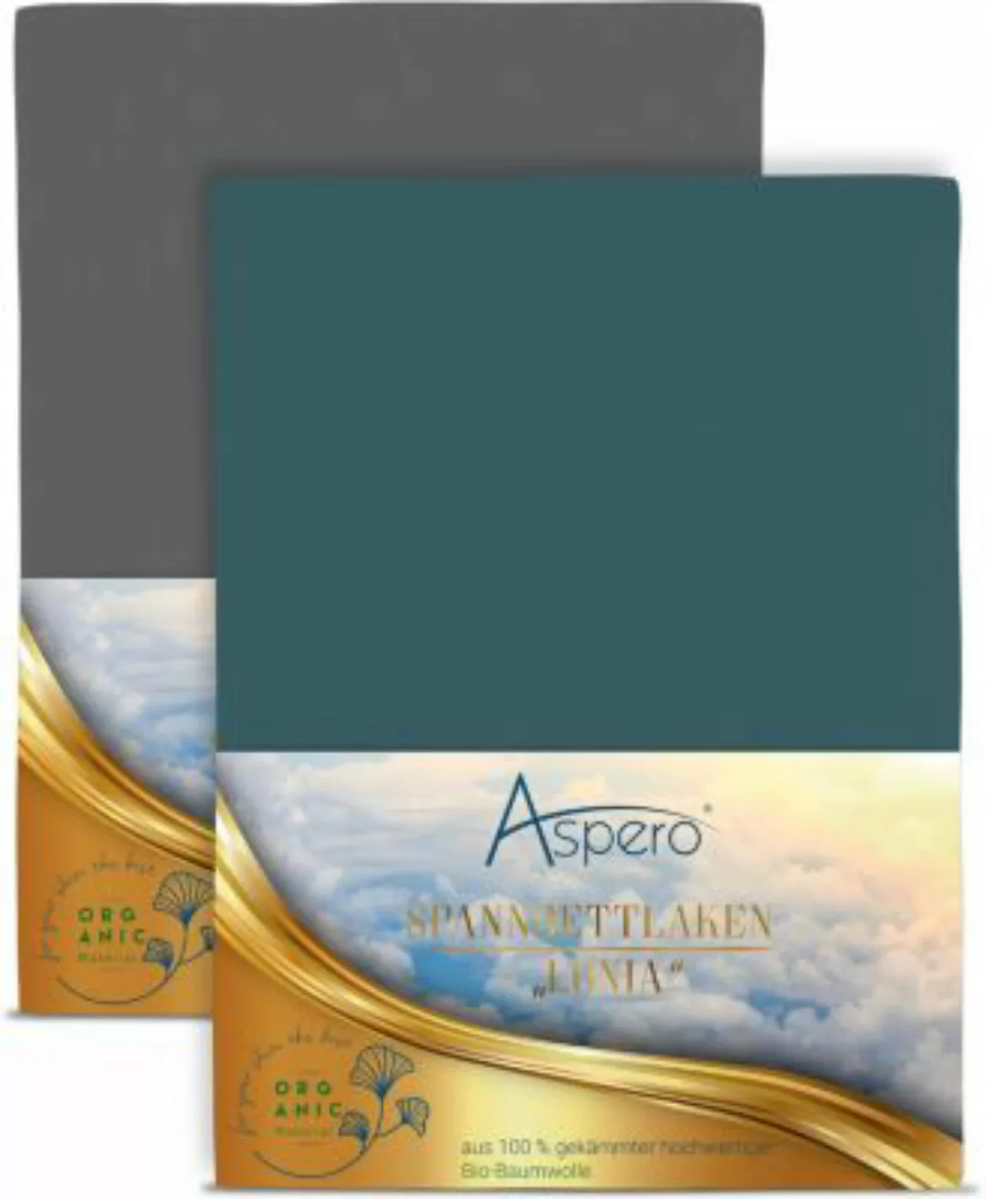 Aspero® 2 x Spannbettlaken aus Bio-Baumwolle Bettlaken blau/grau Gr. 140 x günstig online kaufen
