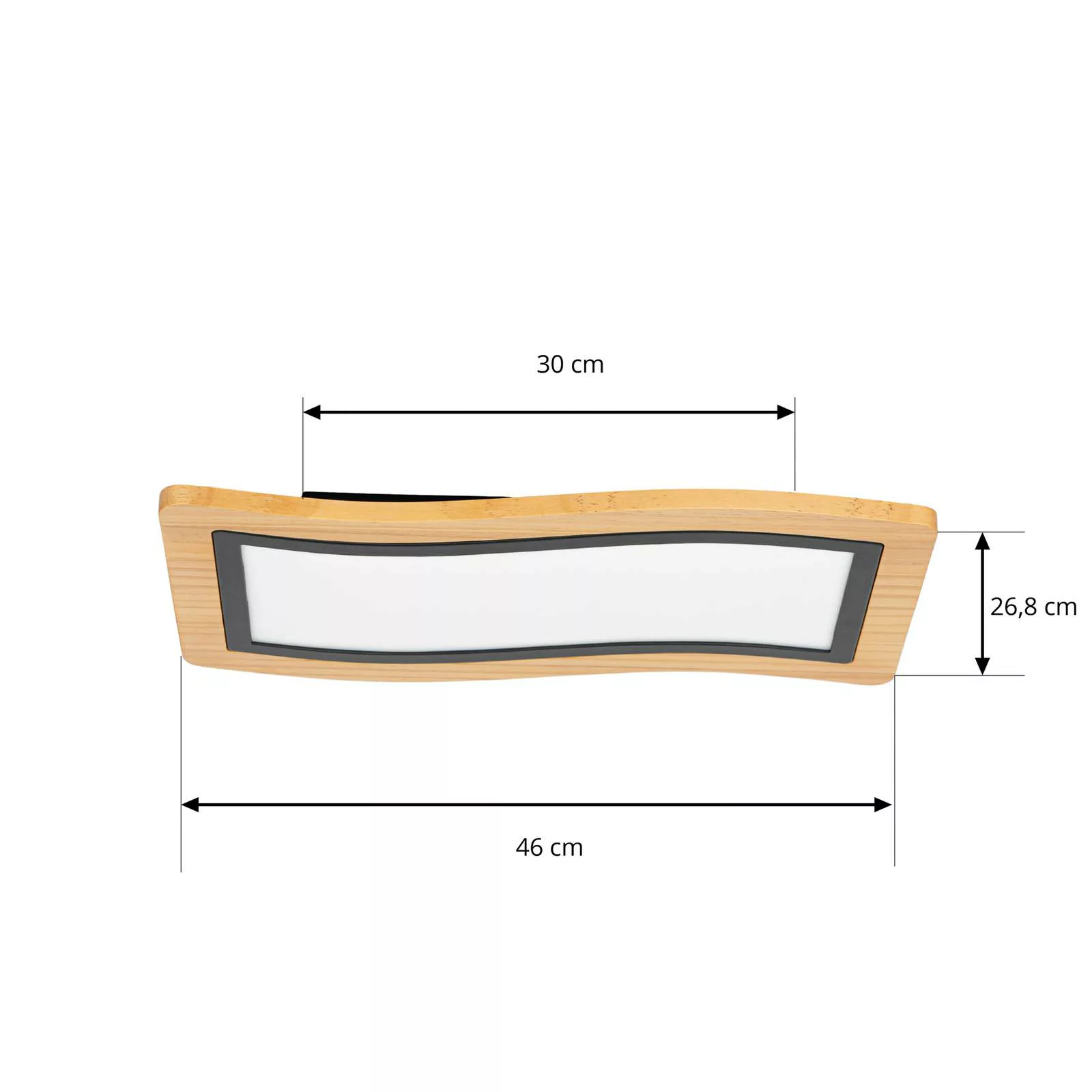 Lucande LED-Deckenleuchte Joren, 46 cm lang, Holz, 3.000 K günstig online kaufen
