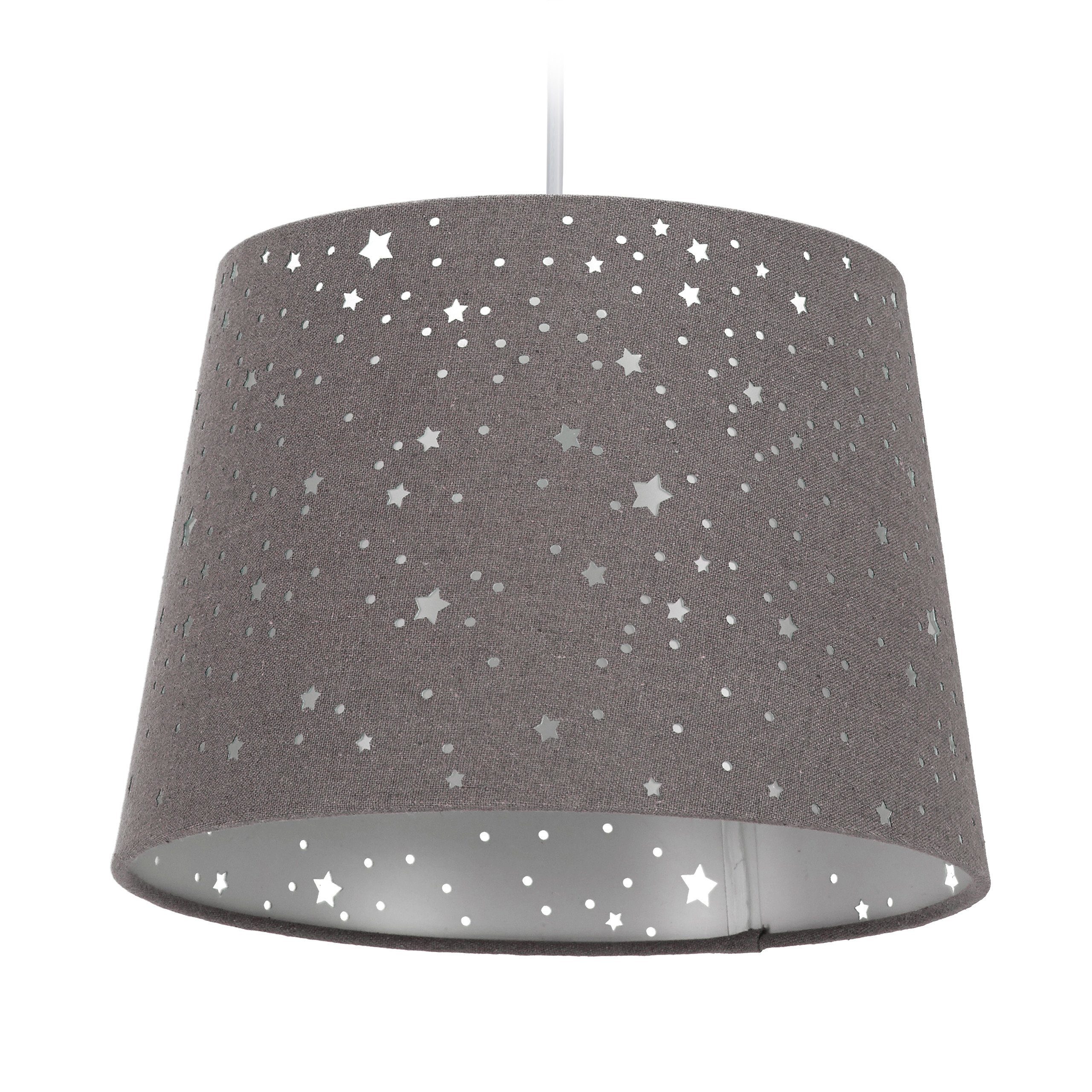 relaxdays Pendelleuchte Kinderzimmerlampe Sterne, Grau günstig online kaufen