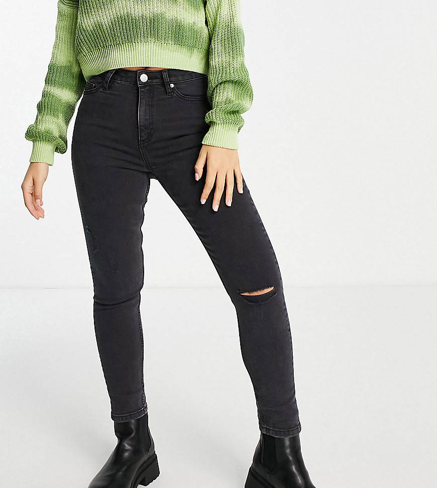 Miss Selfridge Petite – Lizzie – Authentic-Jeans in Schwarz mit engem Schni günstig online kaufen