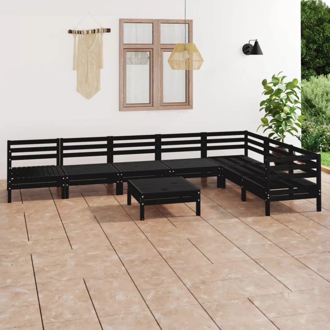 8-tlg. Garten-lounge-set Massivholz Kiefer Schwarz günstig online kaufen