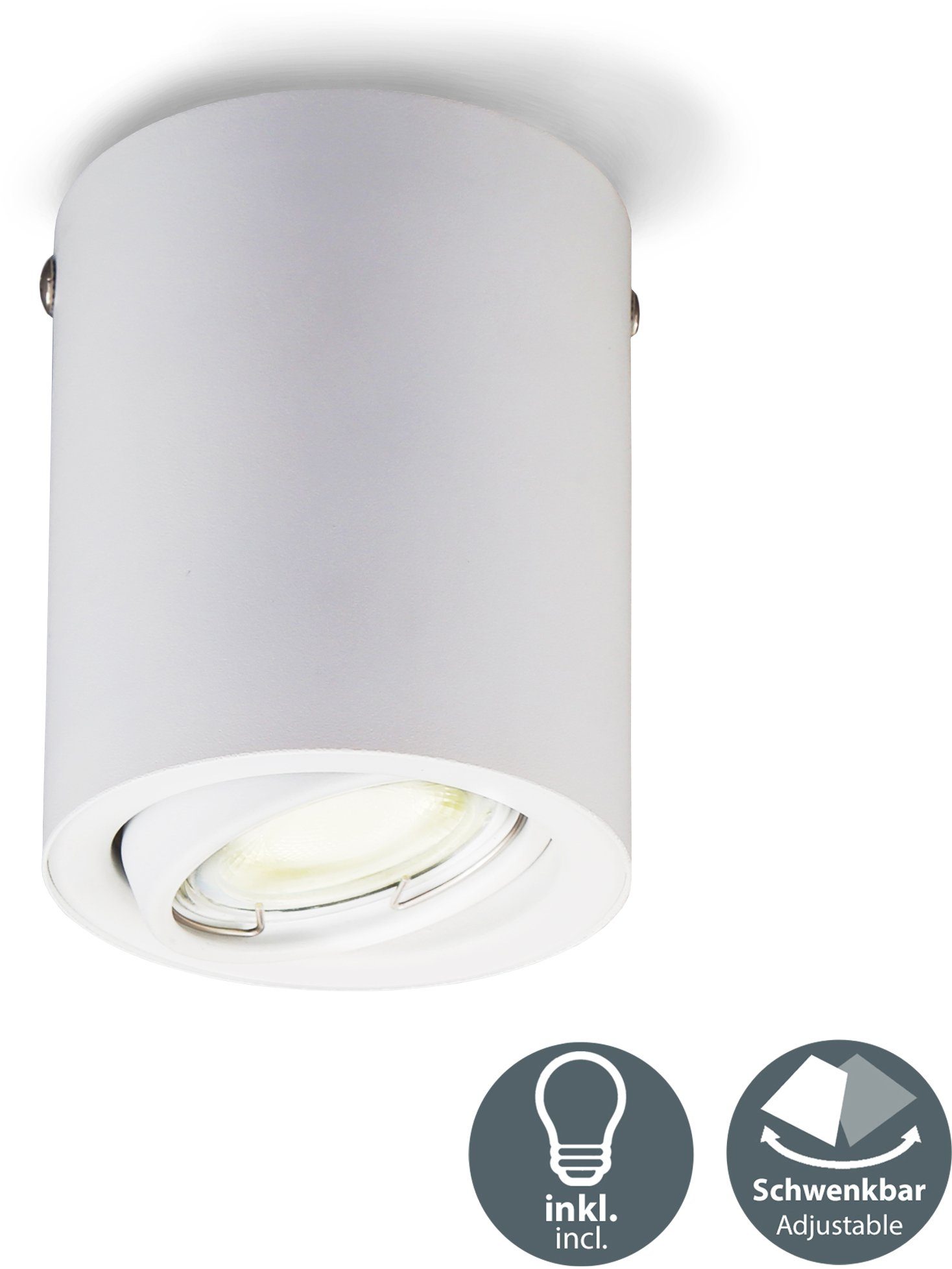 B.K.Licht LED Aufbaustrahler, LED wechselbar, Warmweiß, günstig online kaufen