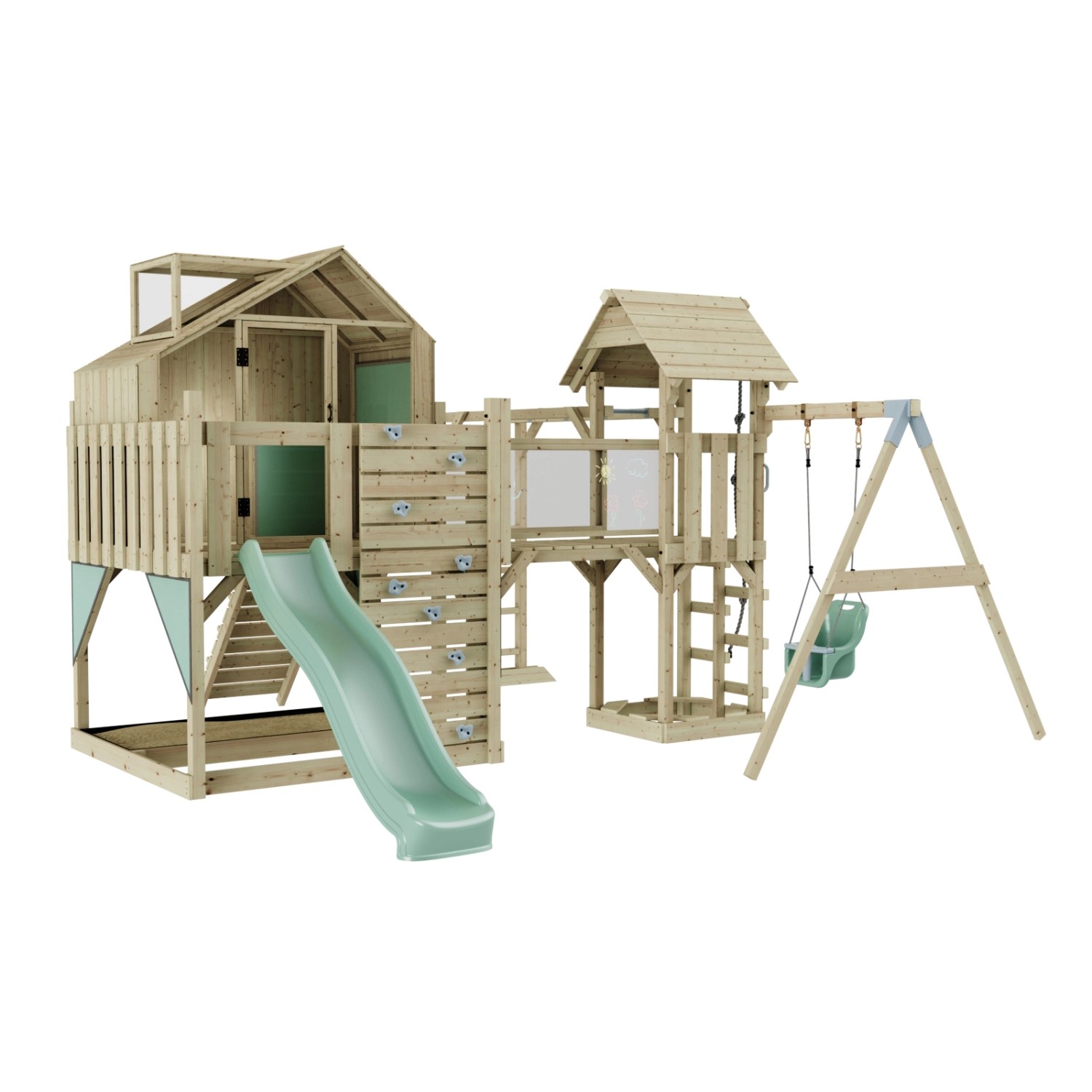OutdoorToys Spielturm Mille mit Babyschaukel Mintgrün günstig online kaufen