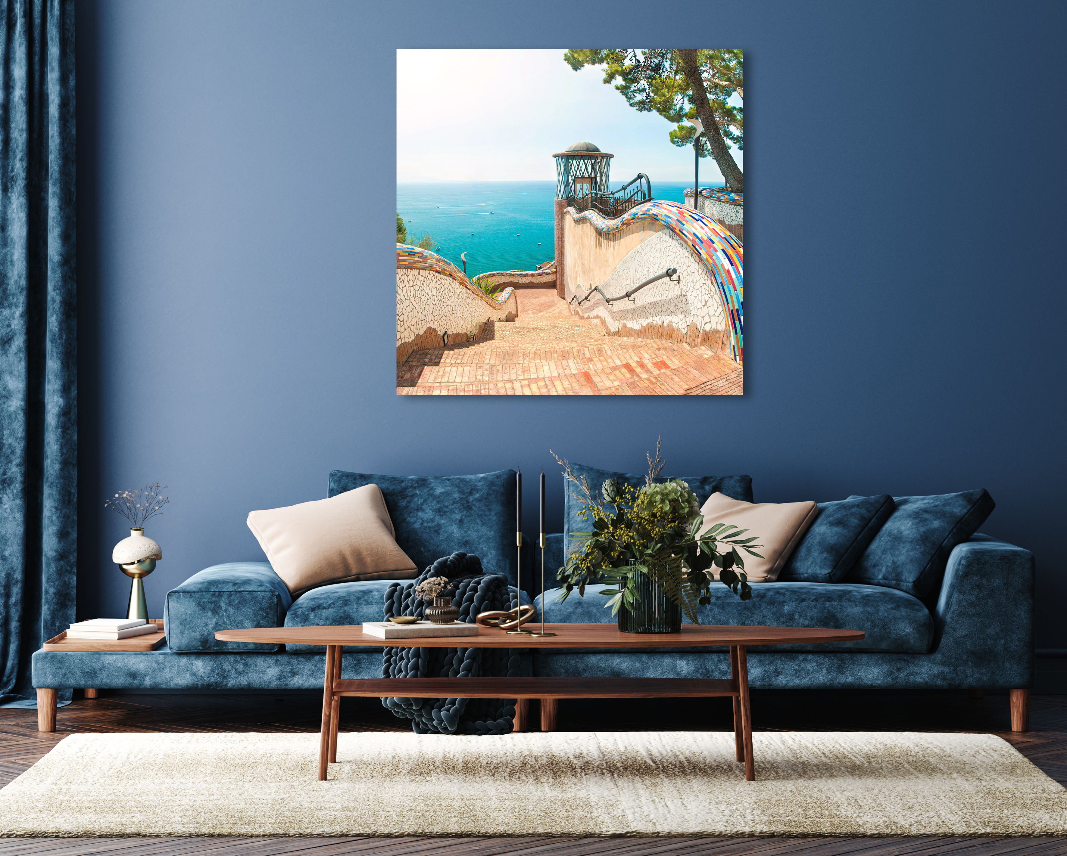 queence Acrylglasbild "Elsi", Landschaft-Stadt-Italien-Himmel-Meer-Meer Bil günstig online kaufen