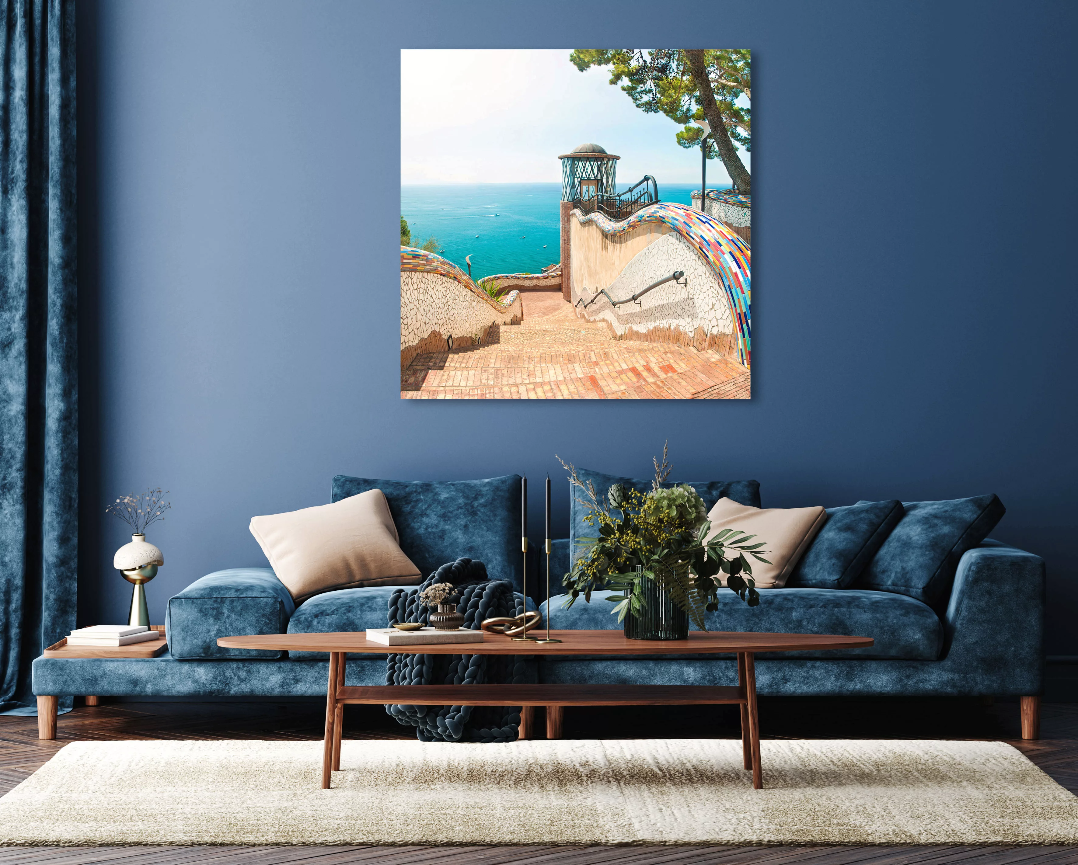 queence Acrylglasbild »Elsi«, Landschaft-Stadt-Italien-Himmel-Meer-Meer Bil günstig online kaufen