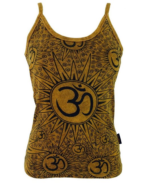 Guru-Shop T-Shirt Yoga Top Om, BohoTop, Goastyle Sommertop - senf Festival, günstig online kaufen
