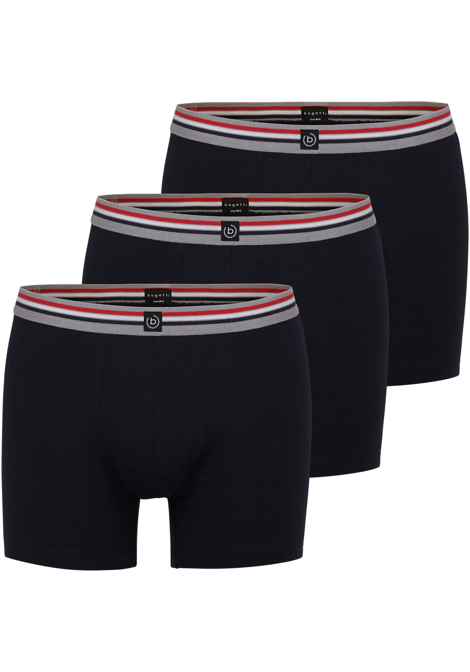 bugatti Boxershorts "Prag", (3er Pack), bequem, atmungsaktiv, Baumwollmix, günstig online kaufen