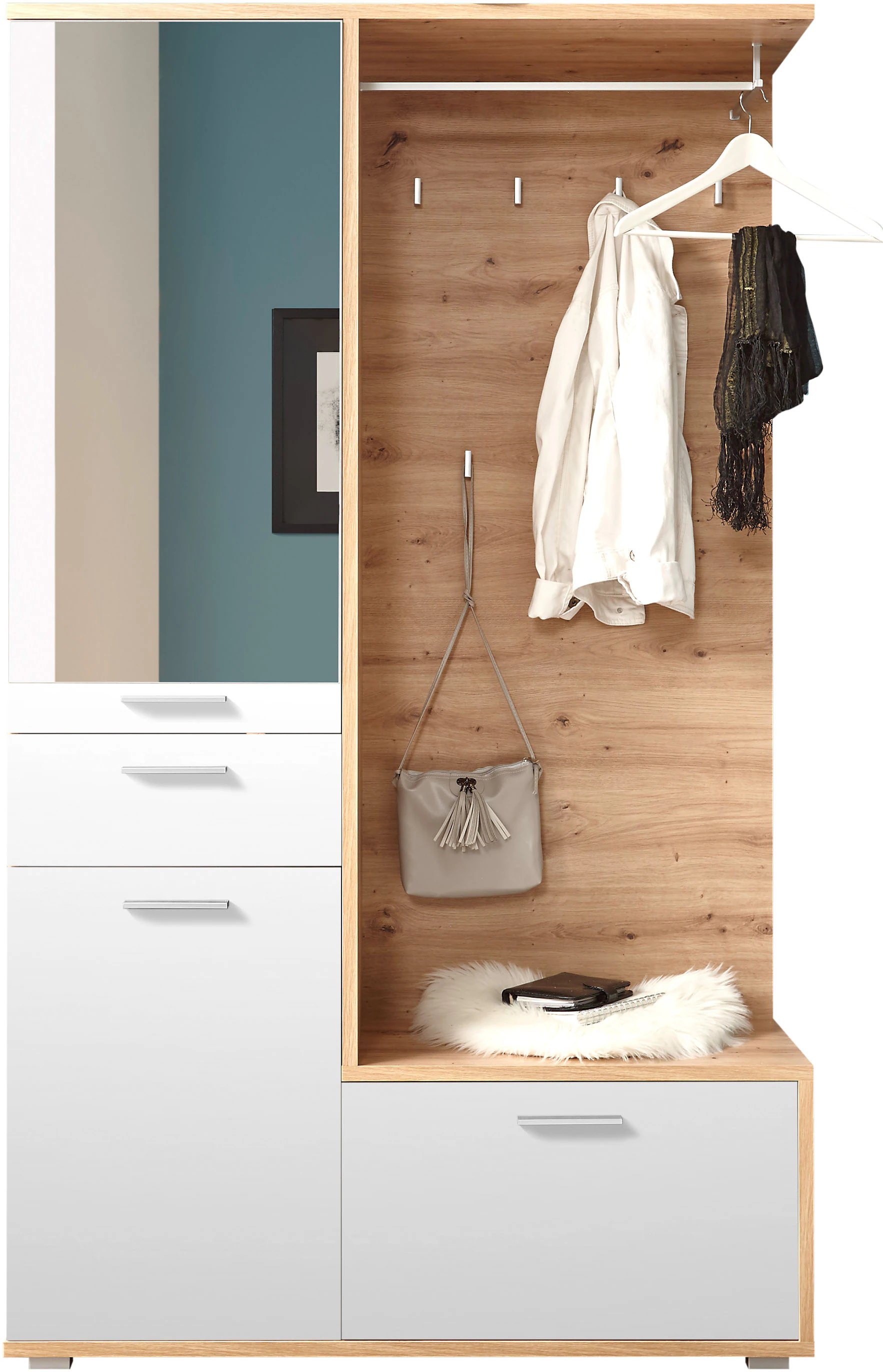 HBZ Kompaktgarderobe "Entra Garderobe, BxHxT 117x198x38 cm", (3 St.), mit S günstig online kaufen