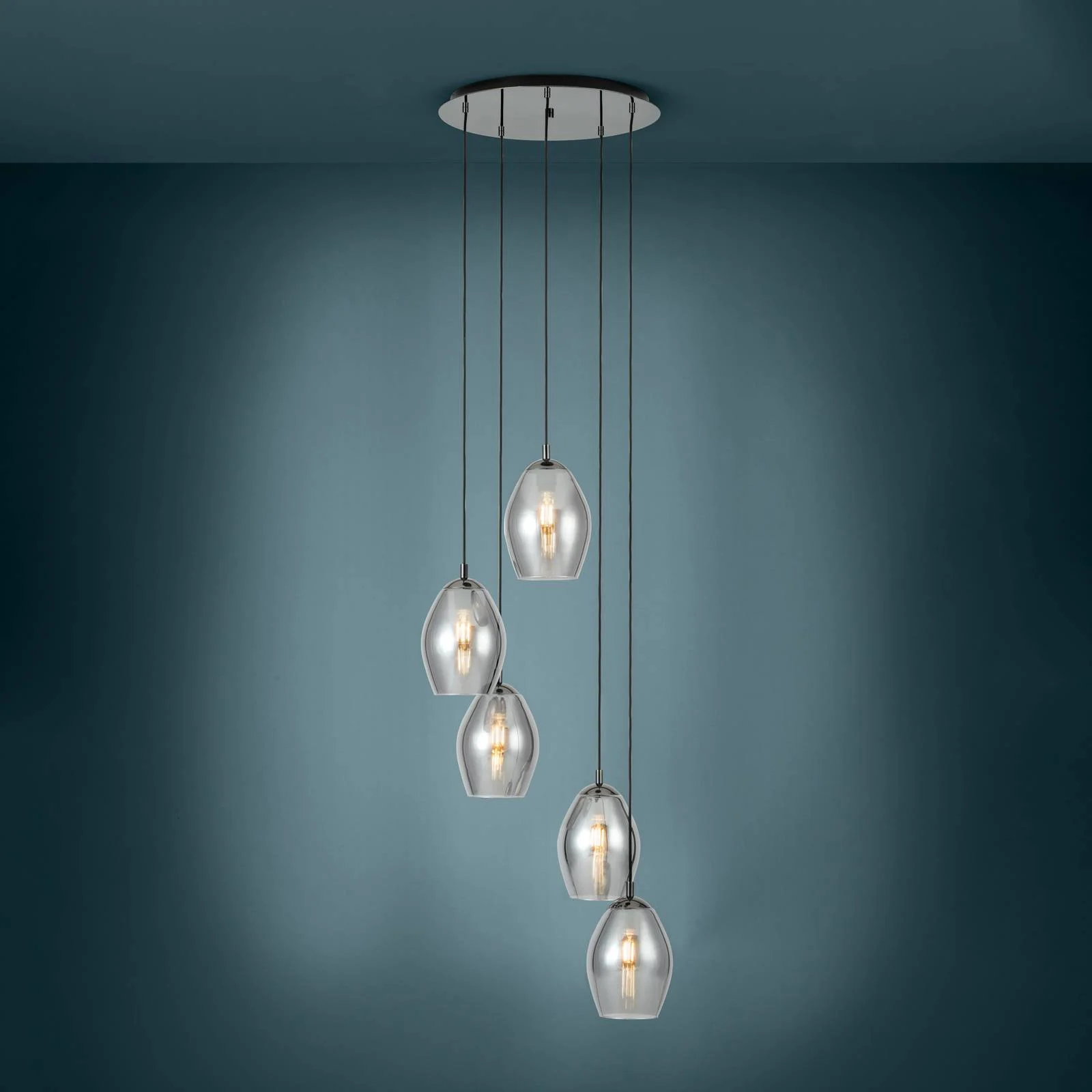 EGLO Stars Of Light Hängelampe Estanys, schwarz, 5-fl. rund günstig online kaufen