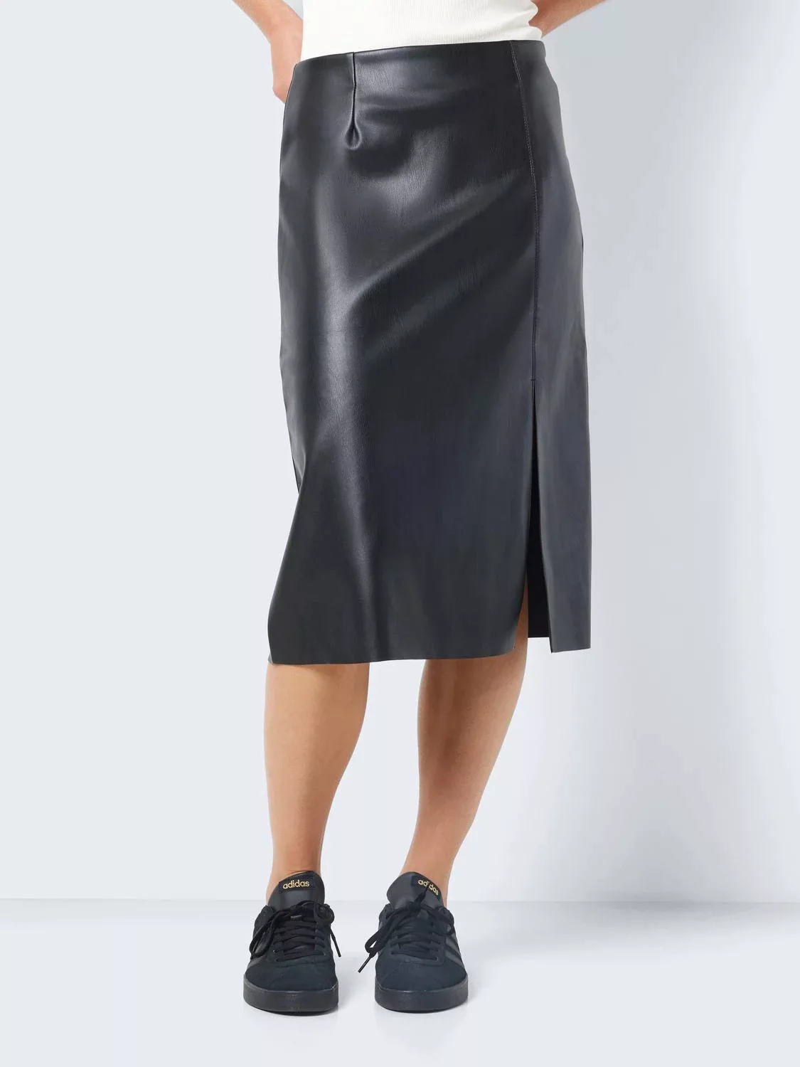 Noisy may Lederimitatrock "NMCLARA HW SLIT MIDI LENGTH SKIRT" günstig online kaufen