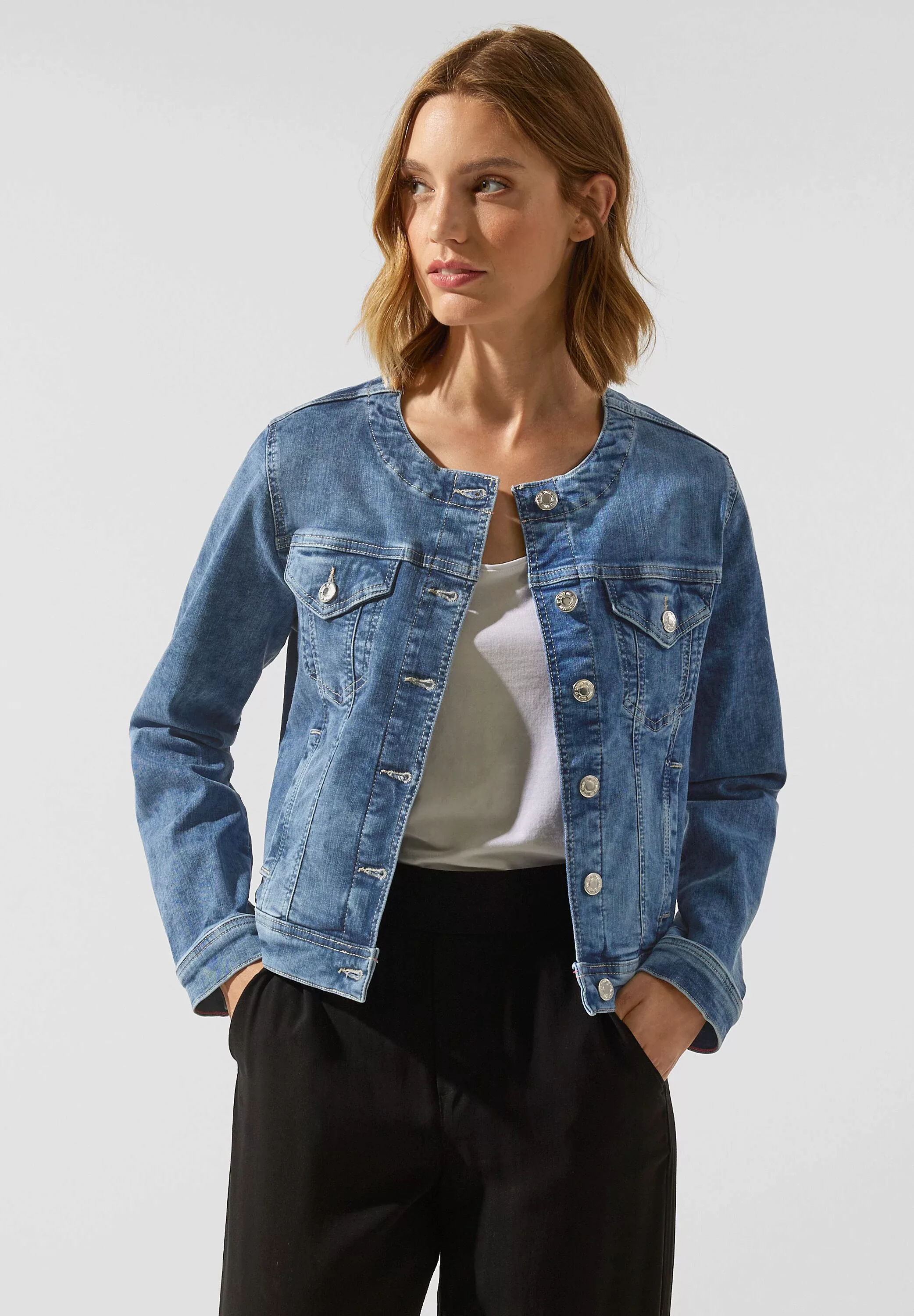 STREET ONE Jeansjacke, ohne Kapuze, mit Brusttaschen und Knopfleiste günstig online kaufen