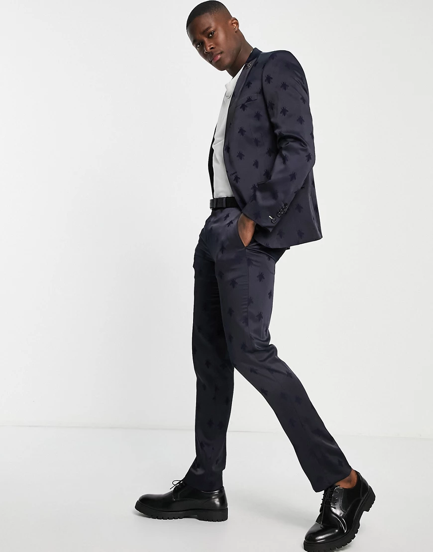 Twisted Tailor – Morata – Anzughose in Marineblau mit engem Schnitt und gef günstig online kaufen