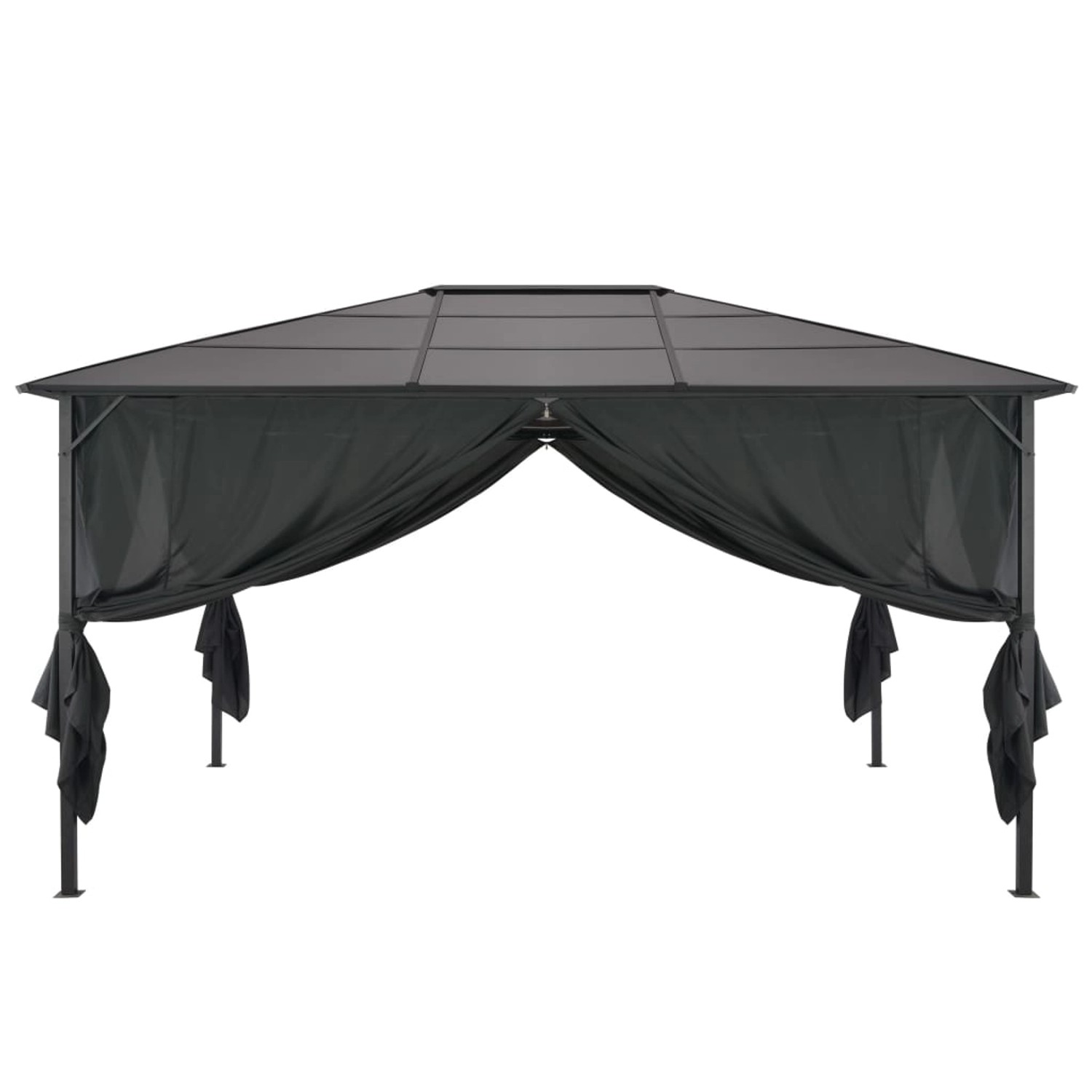 Gartenpavillon Mit Vorhang Aluminium 4×3×2,6 M  Schwarz günstig online kaufen