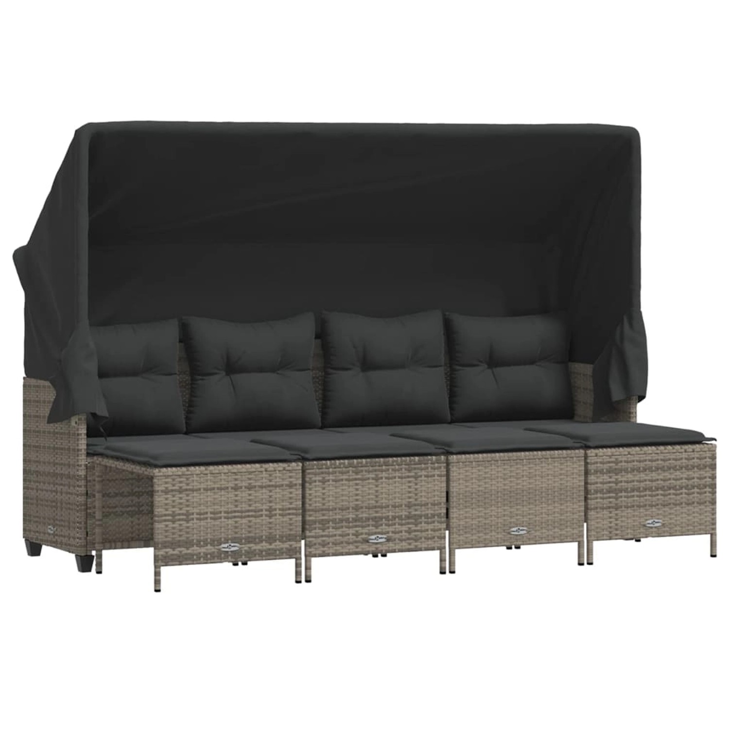 vidaXL 5-tlg Garten-Sofagarnitur mit Kissen Grau Poly Rattan Modell 104 günstig online kaufen