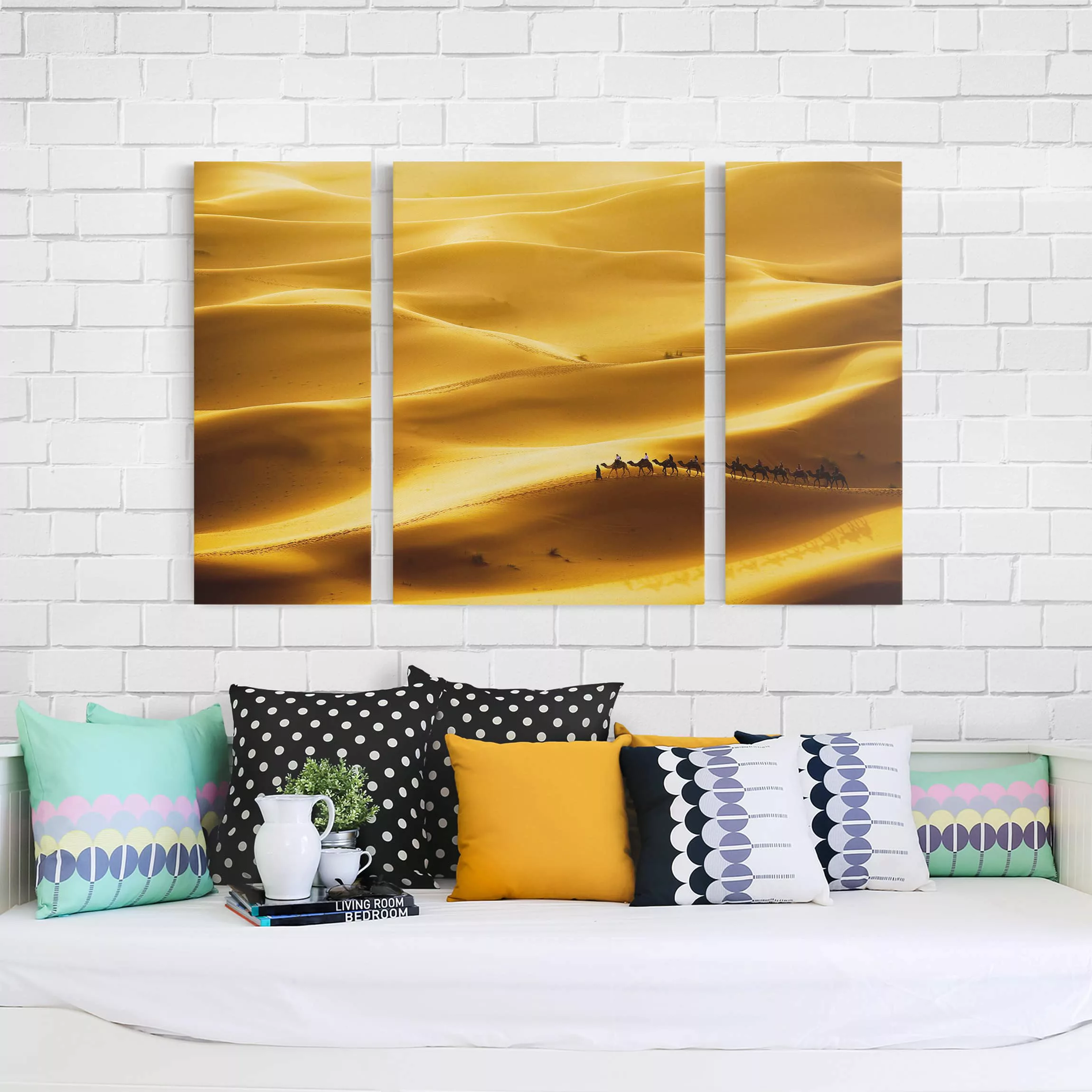 3-teiliges Leinwandbild Natur & Landschaft - Querformat Golden Dunes günstig online kaufen