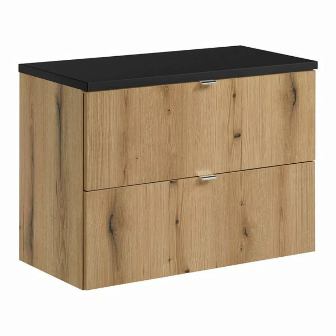 Waschtischunterschrank 80cm, in Eiche und schwarz, NEWPORT-56-OAK günstig online kaufen