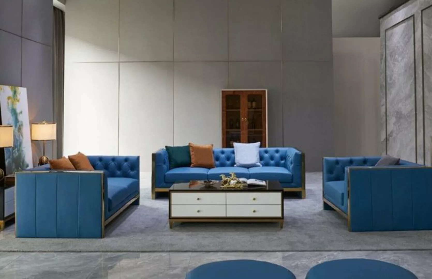 JVmoebel Sofa Komplettes Chesterfield Set Sofagarnitur 3 2 1 Sitzer, Made i günstig online kaufen