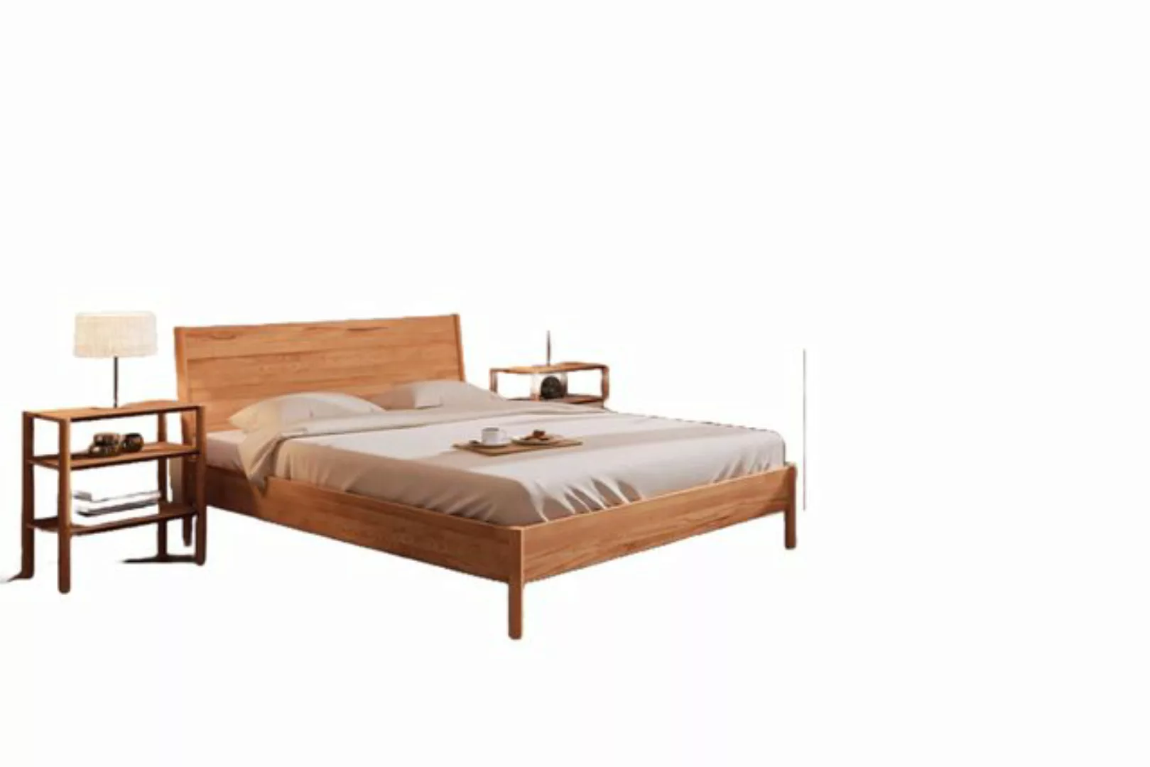 Natur24 Bett Bett Zola 1 Kernbuche massiv 200x190 mit Holzkopfteil und Holz günstig online kaufen