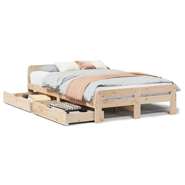 vidaXL Bett, Massivholzbett ohne Matratze 135x190 cm Kiefernholz günstig online kaufen