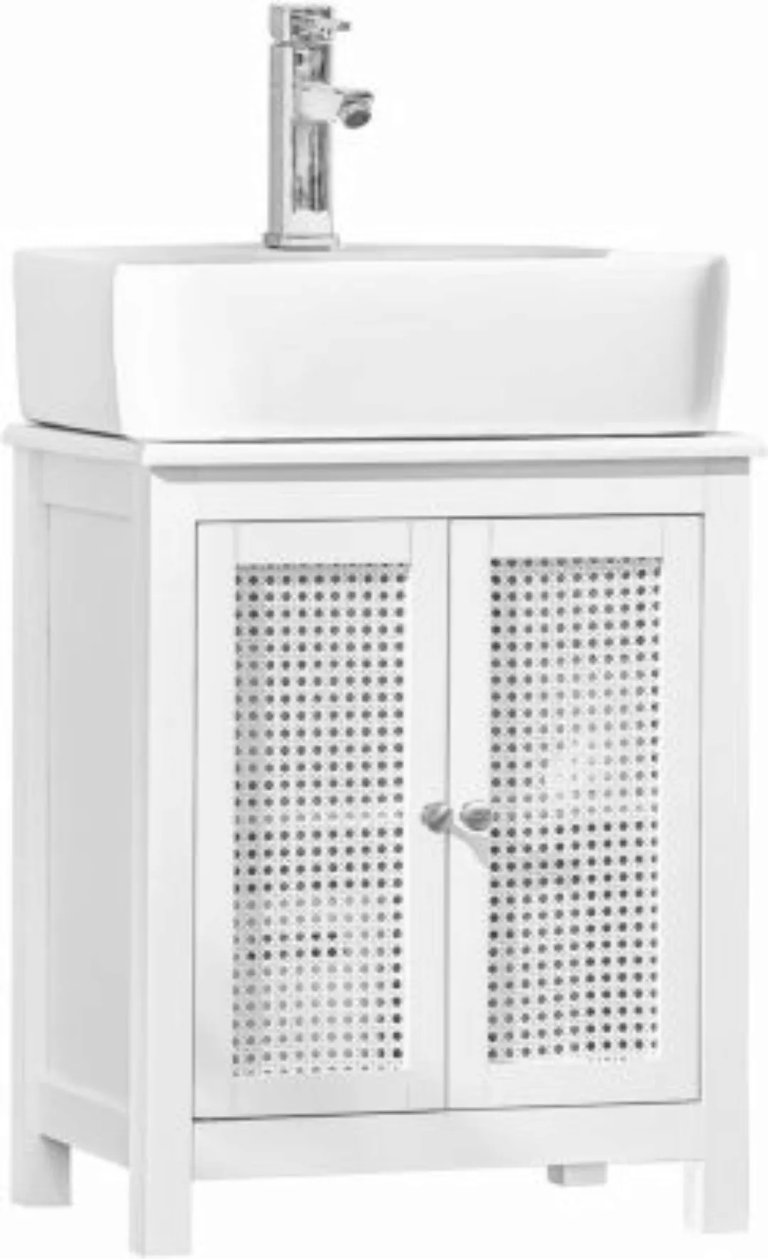 SoBuy® Waschbeckenunterschrank mit Gitteroptik-Türen, Badschrank Waschtisch günstig online kaufen