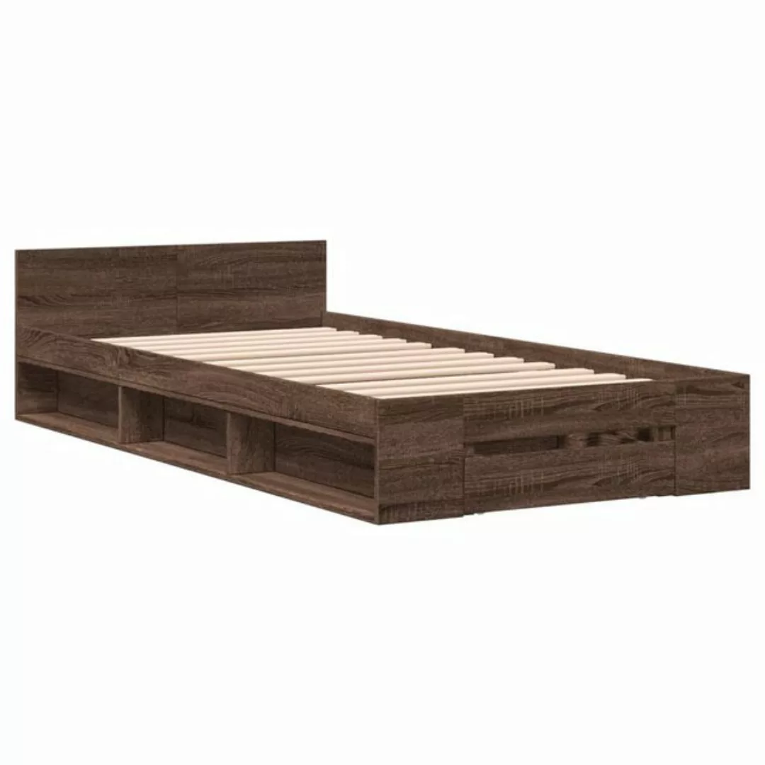 vidaXL Bett Bettgestell mit Schublade Braun Eiche 75x190 cm Holzwerkstoff günstig online kaufen