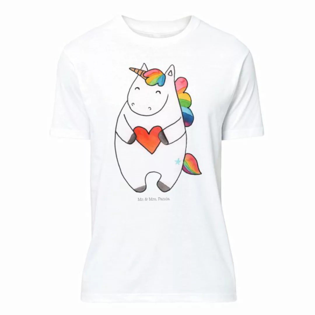 Mr. & Mrs. Panda T-Shirt Einhorn Herz - Weiß - Geschenk, Jubiläum, Junggese günstig online kaufen