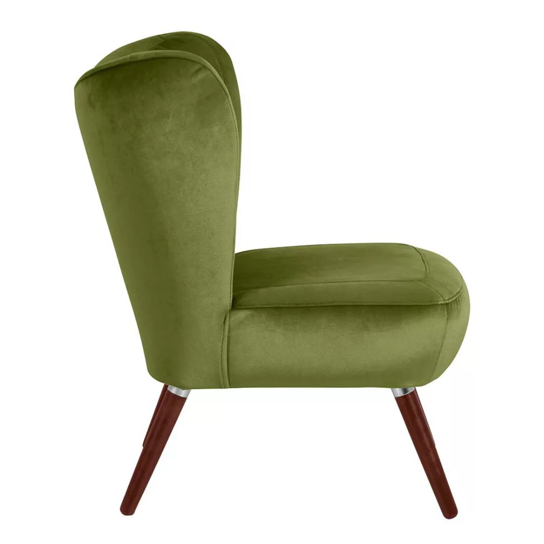 Schlafzimmer Sessel Retro in Oliv Grün und Nussbaumfarben 70 cm breit günstig online kaufen
