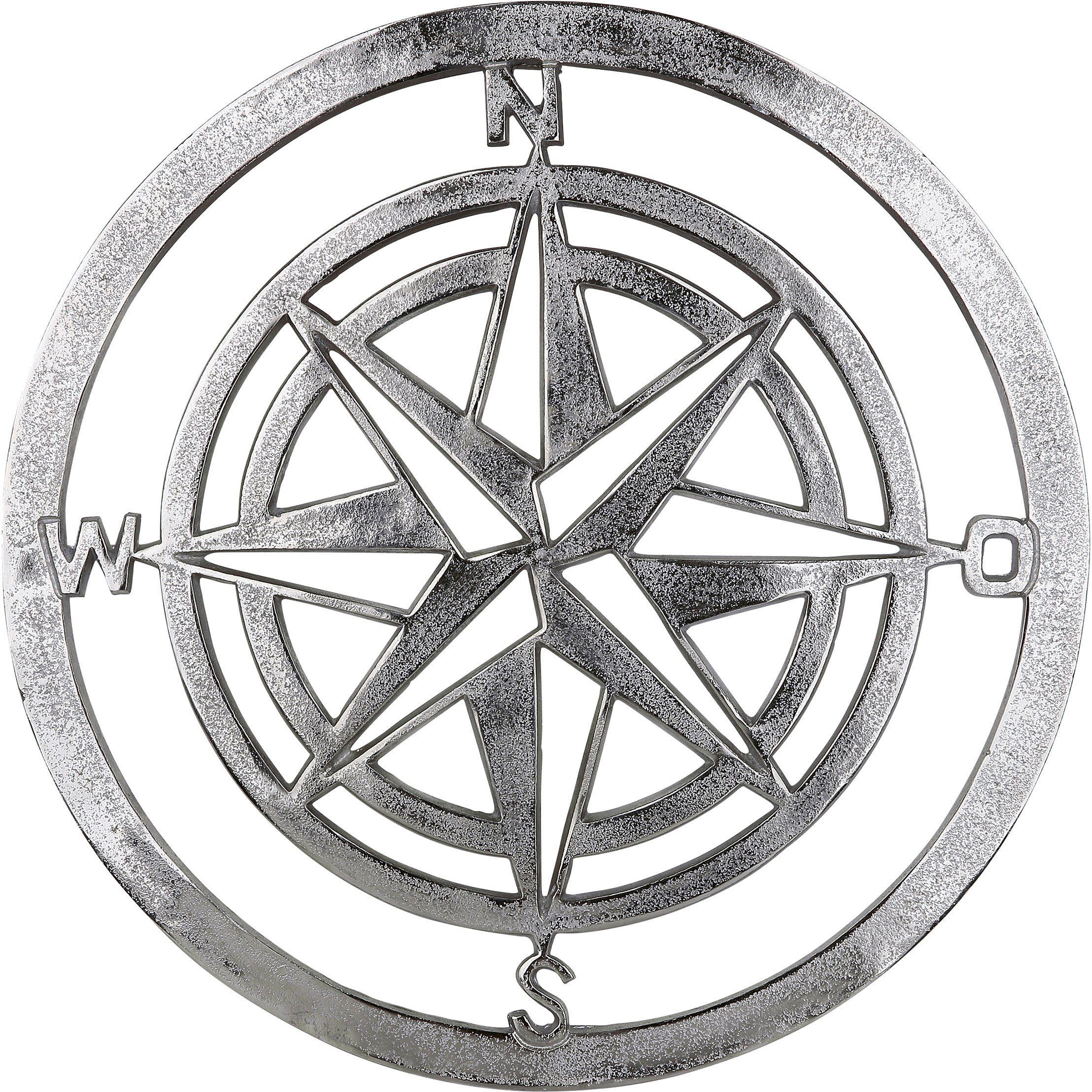 GILDE Wanddekoobjekt Wandrelief Windrose, silber (1 günstig online kaufen