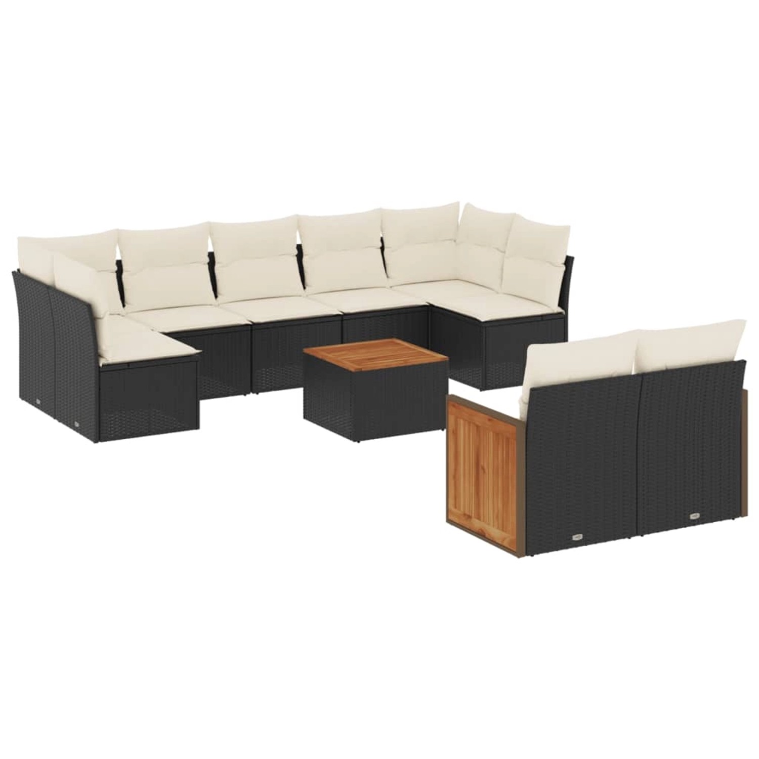 vidaXL 10-Tlg Garten-Sofagarnitur mit Kissen Schwarz Poly Rattan 3227974 günstig online kaufen