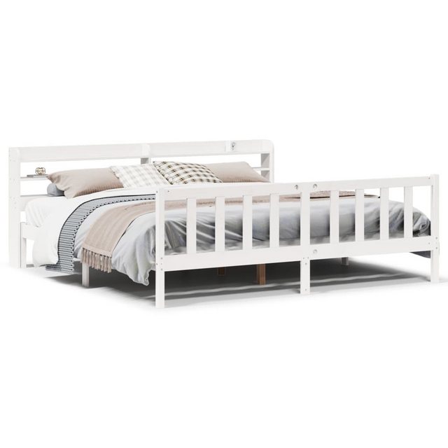 vidaXL Bett, Massivholzbett ohne Matratze Weiß 200x200 cm Kiefernholz günstig online kaufen