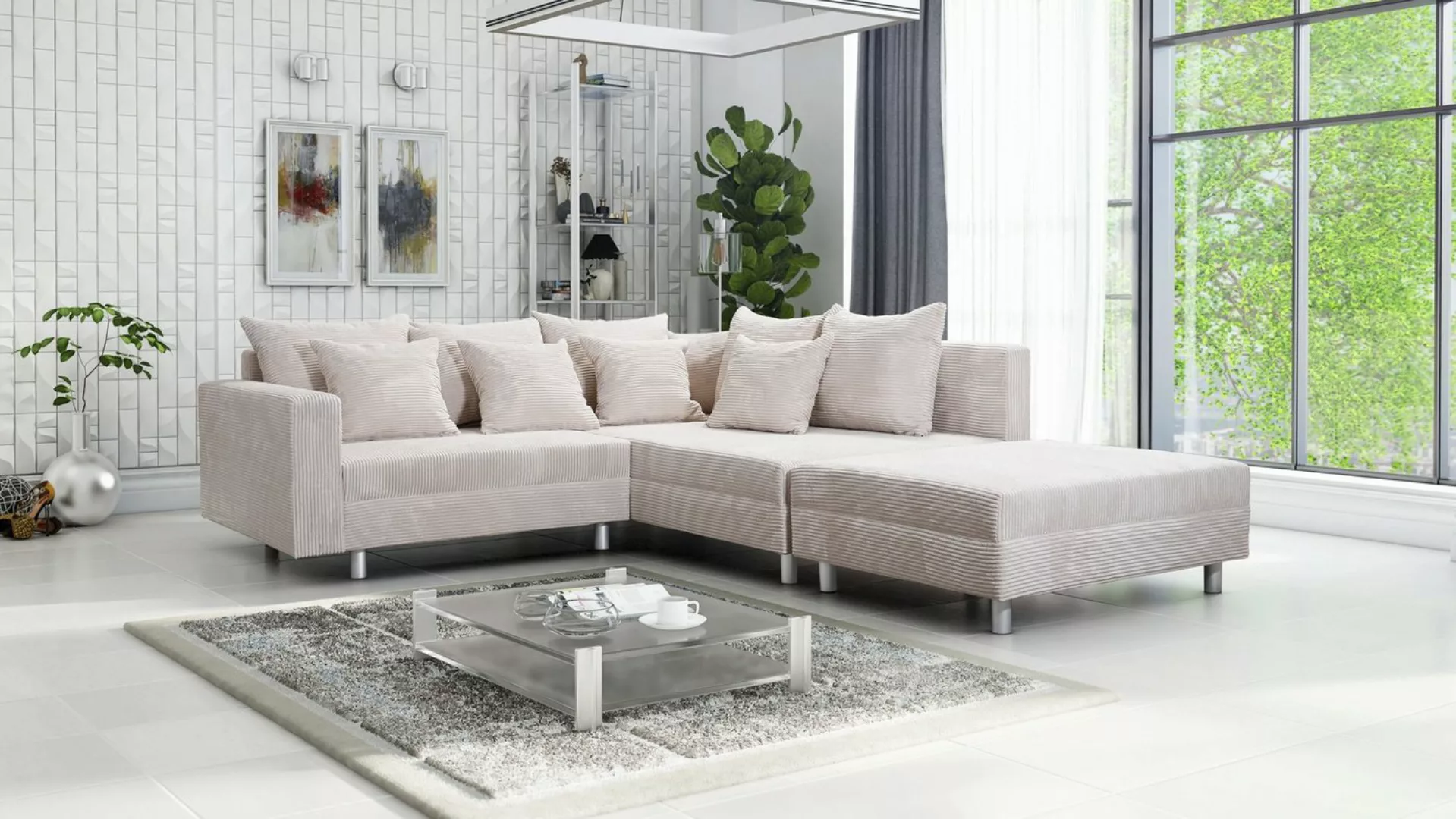 Küchen-Preisbombe Sofa Wohnlandschaft Sofa Couch Ecksofa Eckcouch Cordstoff günstig online kaufen