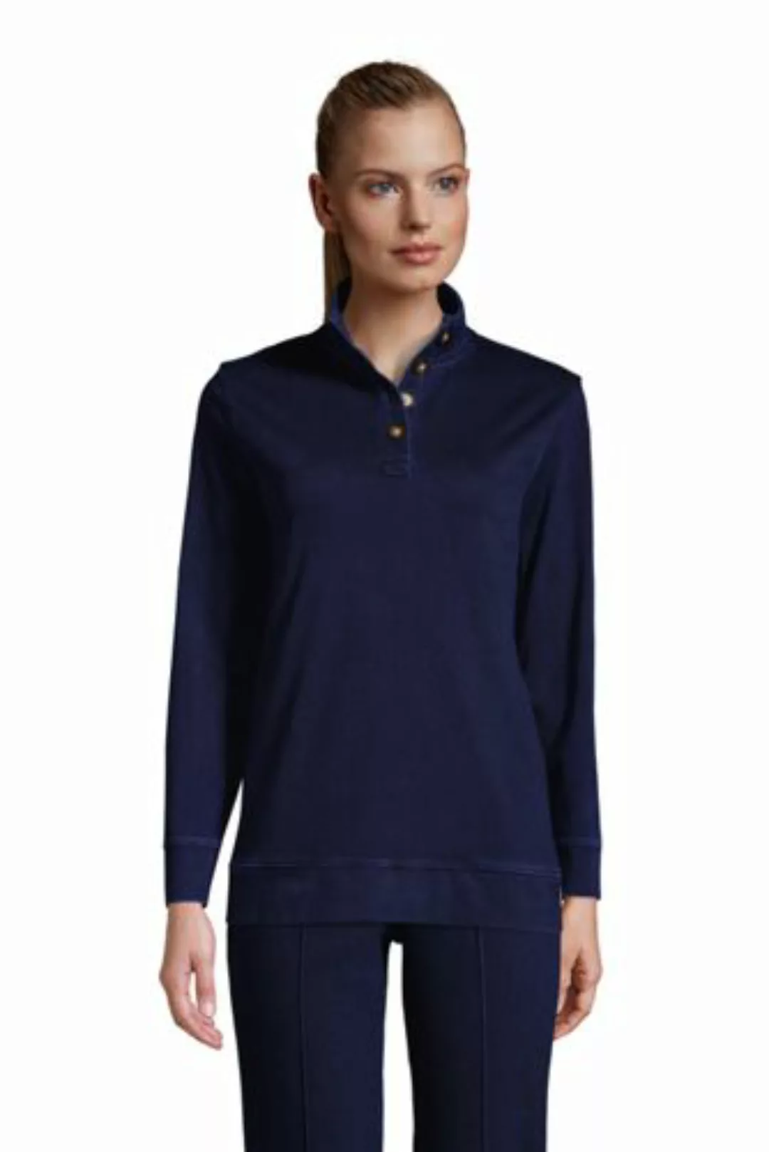 Pullover SPORT KNIT mit Druckknopf-Kragen Indigo, Damen, Größe: XS Normal, günstig online kaufen