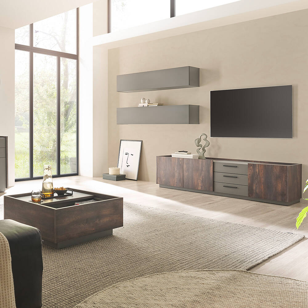 Wohnzimmer Set Eiche mit anthrazit LAFAYETE-61 Modern 4-teilig günstig online kaufen