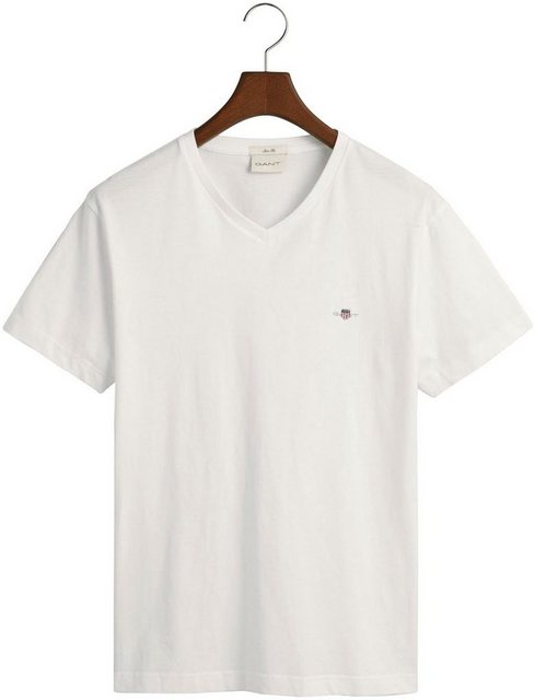 Gant T-Shirt SLIM SHIELD V-NECK T-SHIRT mit einer kleinen Logostickerei auf günstig online kaufen