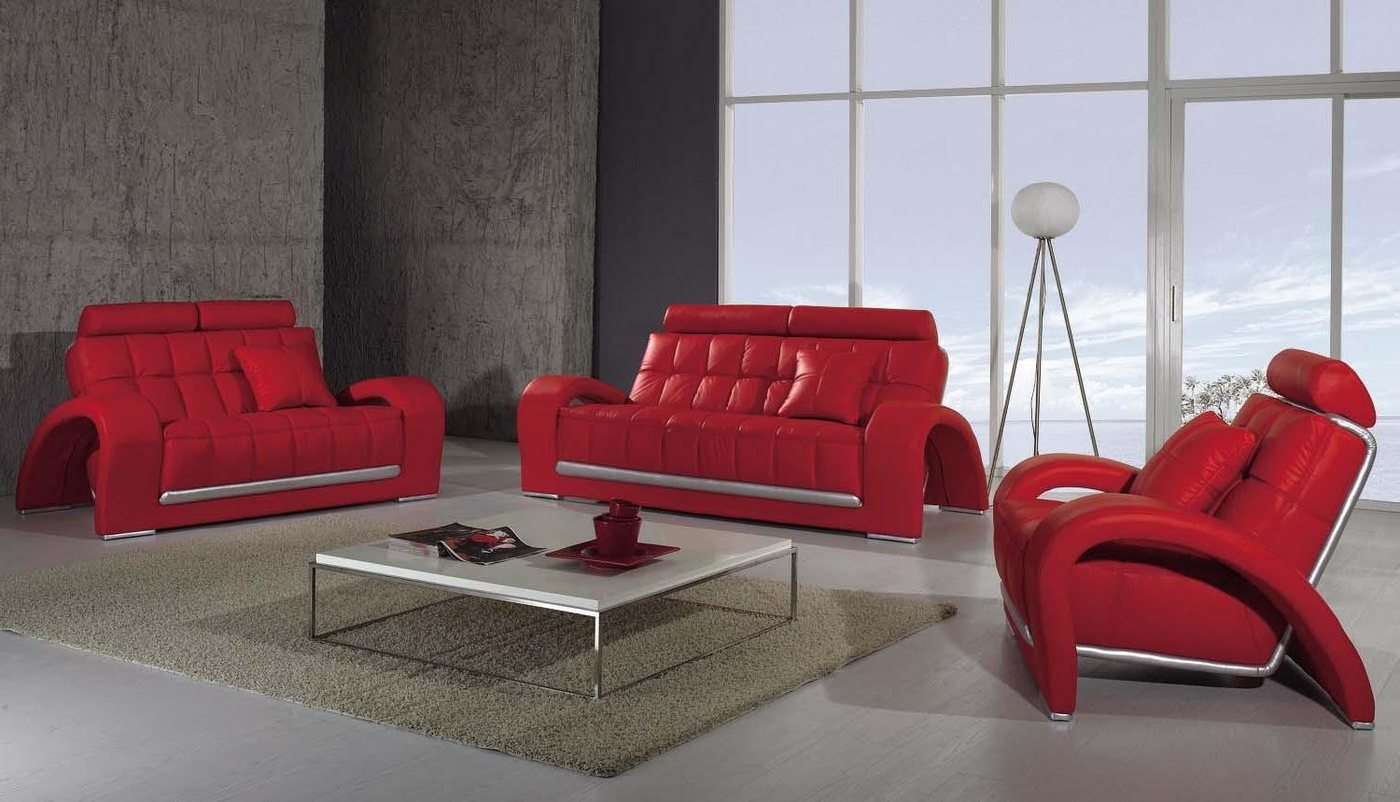 Xlmoebel Sofa Neues modernes Ledersofa-Set mit 3-Sitzer, 2-Sitzer und 1-Sit günstig online kaufen