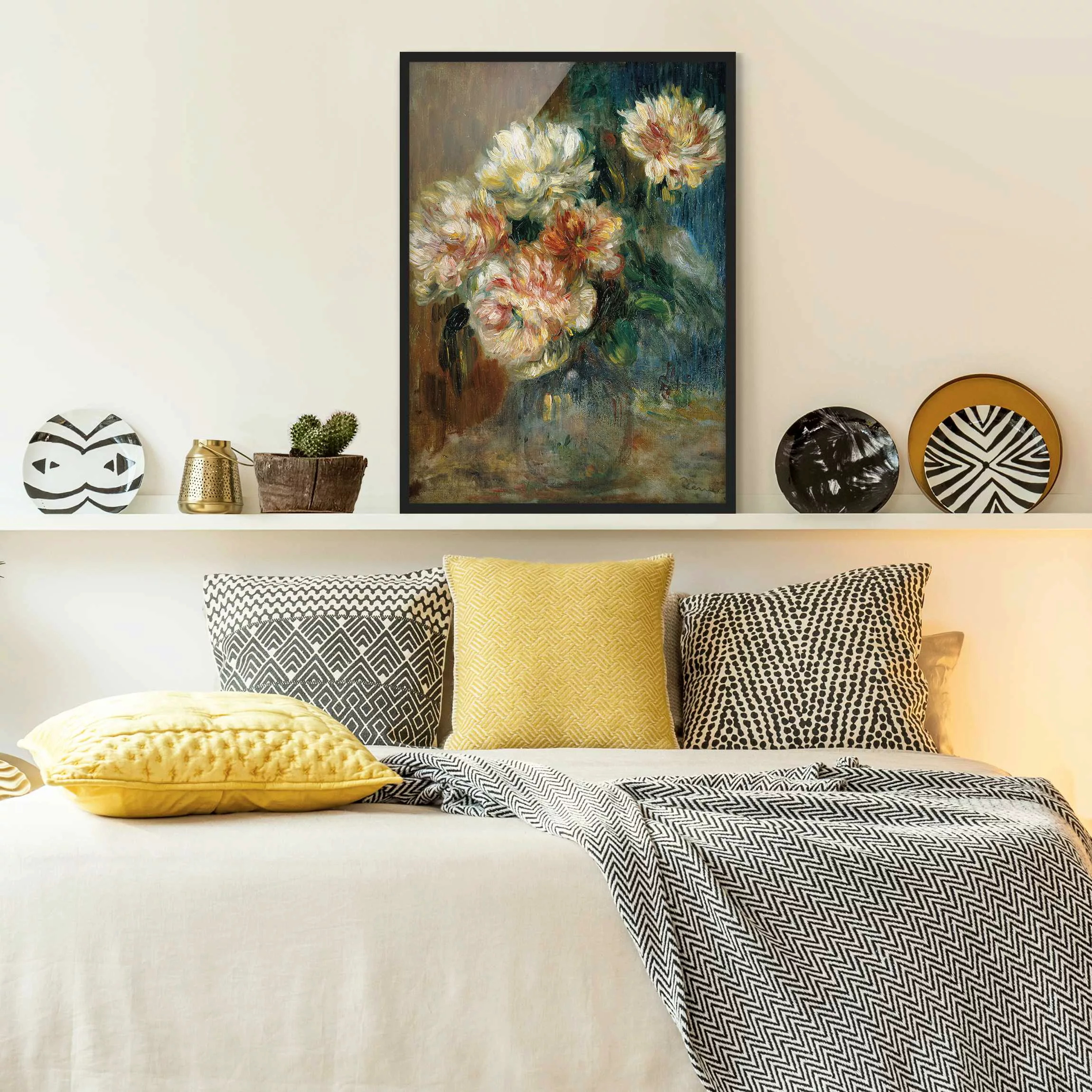 Bild mit Rahmen Kunstdruck - Hochformat Auguste Renoir - Vase Pfingstrosen günstig online kaufen