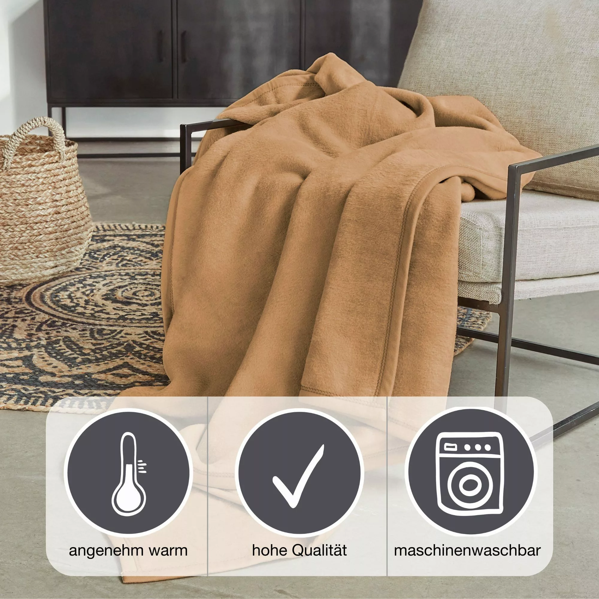 Wohndecke Luxus, IBENA, verschiedene Größen, unifarbenes günstig online kaufen