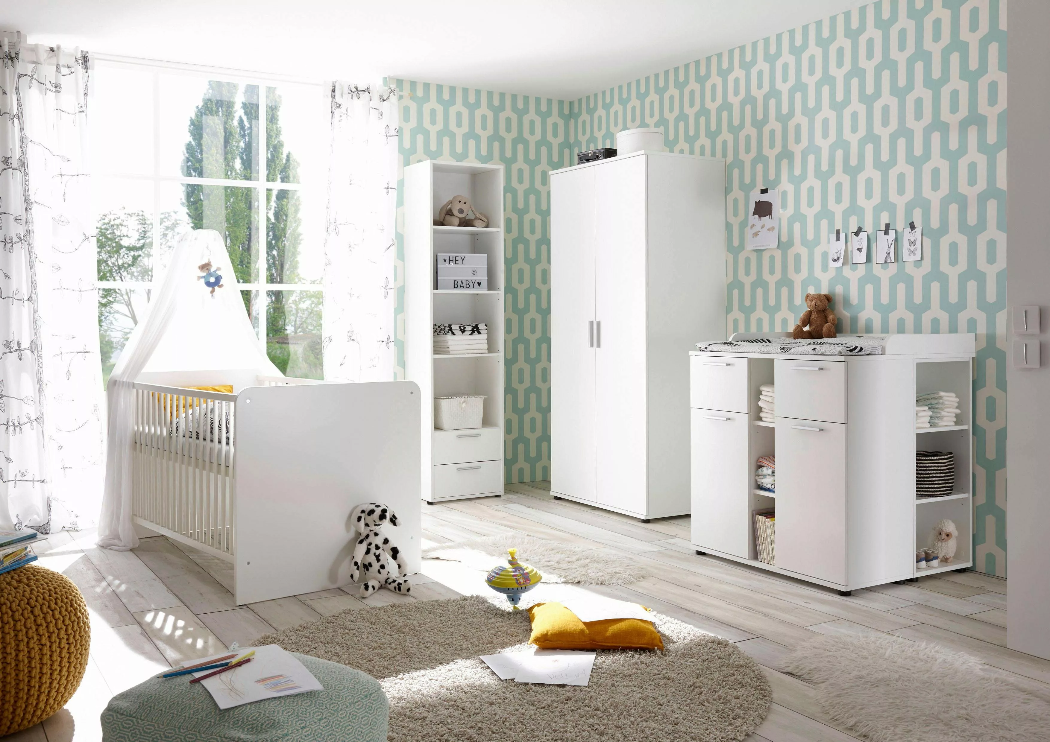 Begabino Babyzimmer-Komplettset »Bibo«, (Set, 3-St), Bett + Wickelkommode + günstig online kaufen