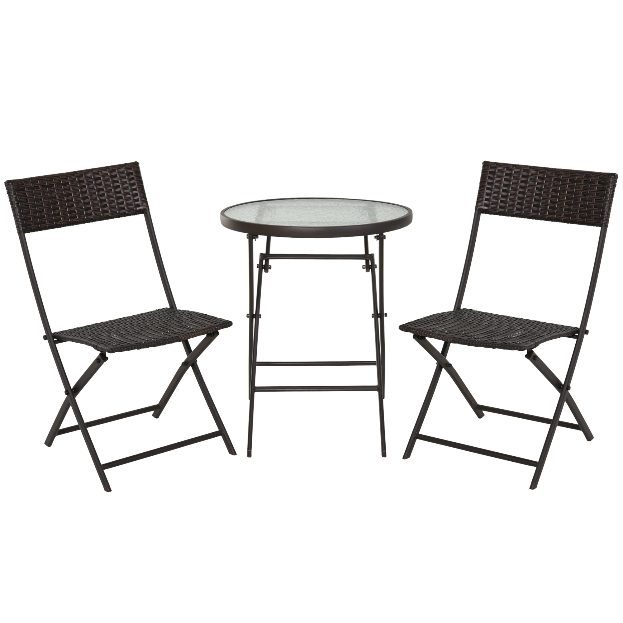 Outsunny Bistroset Balkonset 3 tlg. Klappbar Polyrattan Gartenmöbel Garnitu günstig online kaufen