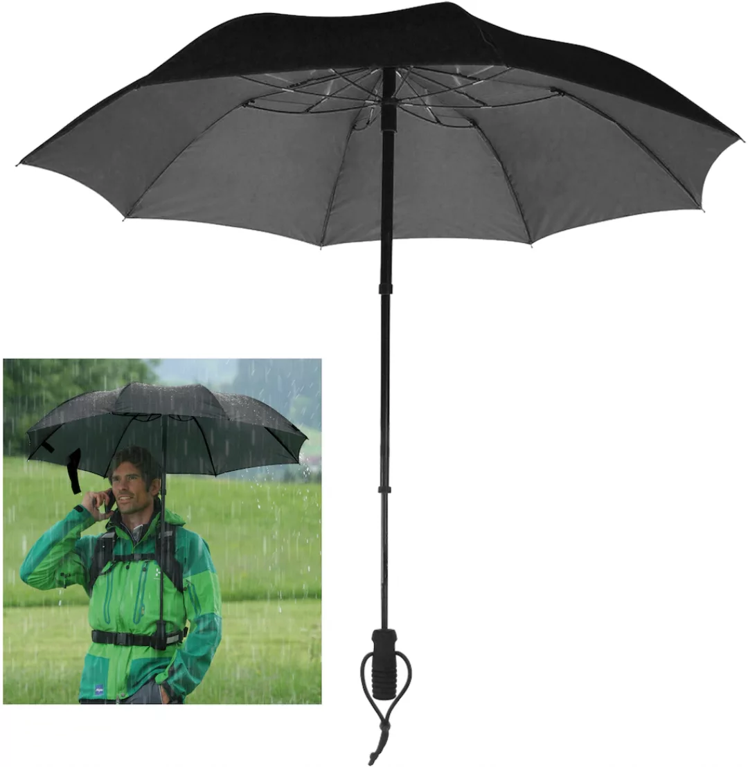 EuroSCHIRM Taschenregenschirm "teleScope handsfree, schwarz", zweifach ausz günstig online kaufen