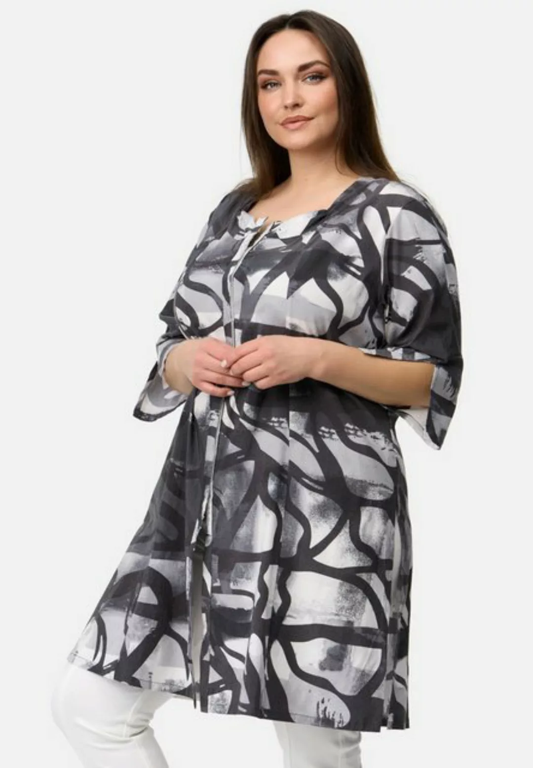 Kekoo Longbluse A-Linie Bluse gemustert aus Viskosestretch 'Nevia' günstig online kaufen