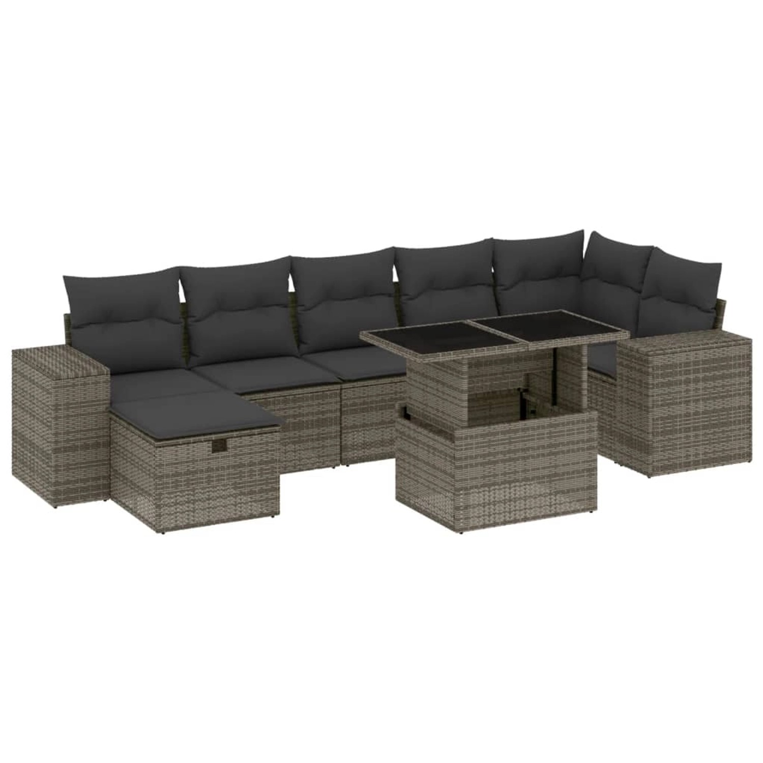 vidaXL 8-Tlg Garten-Sofagarnitur mit Kissen Grau Poly Rattan 3275310 günstig online kaufen