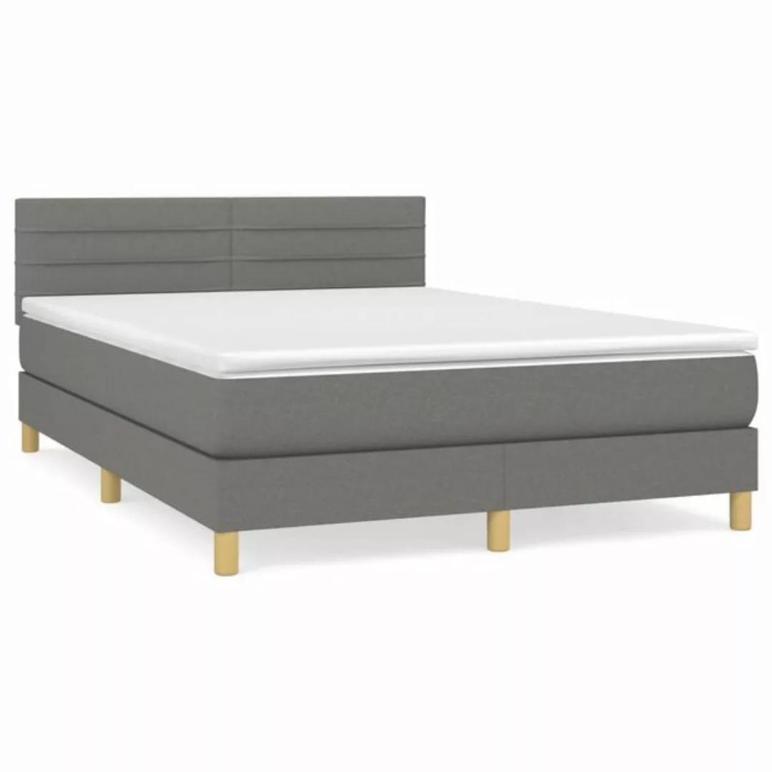 furnicato Bett Boxspringbett mit Matratze Dunkelgrau 140x190 cm Stoff günstig online kaufen