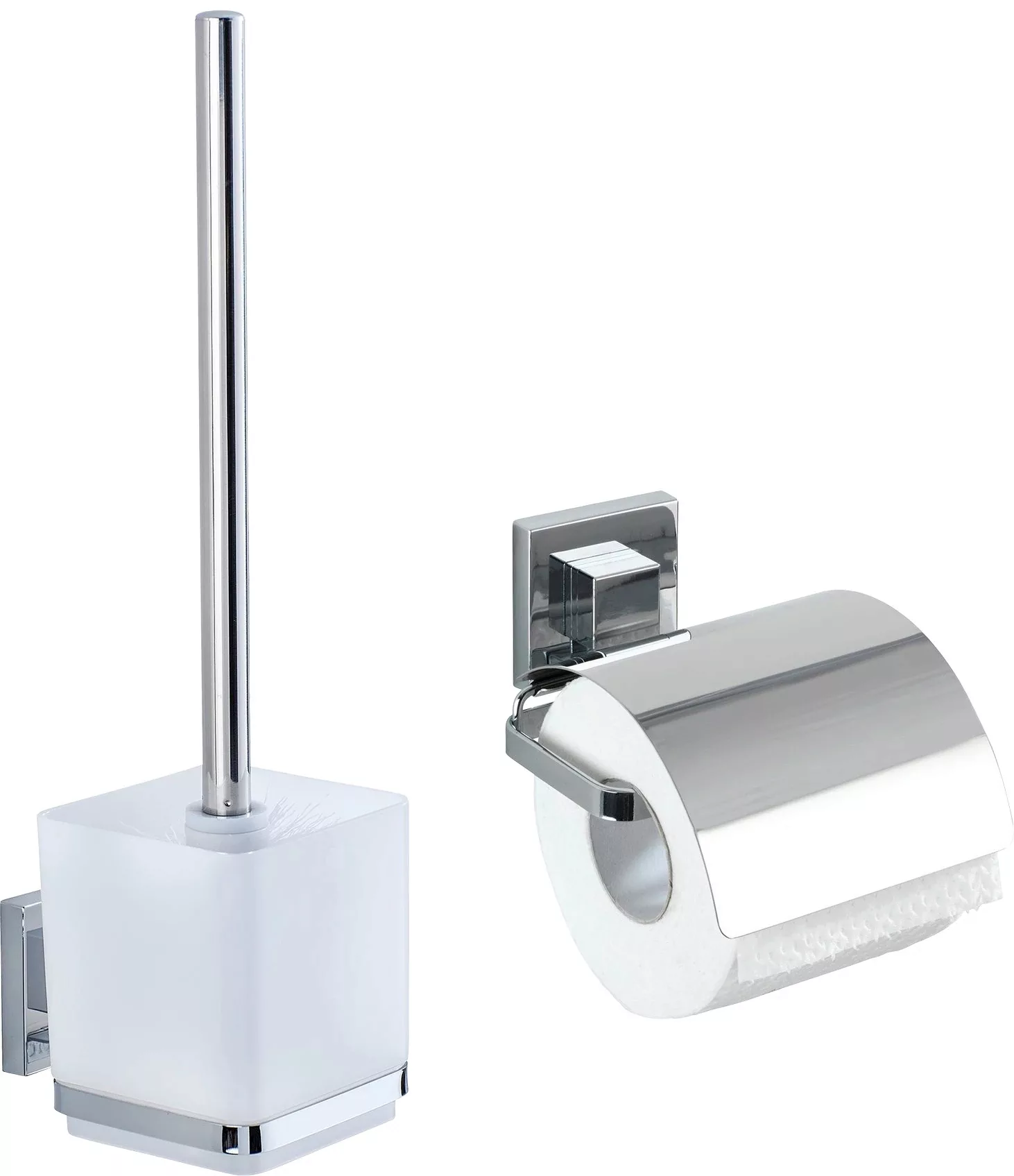 WENKO Badaccessoire-Set "Vacuum-Loc Quadro", (Set, 2 tlg.), WC-Garnitur,Toi günstig online kaufen
