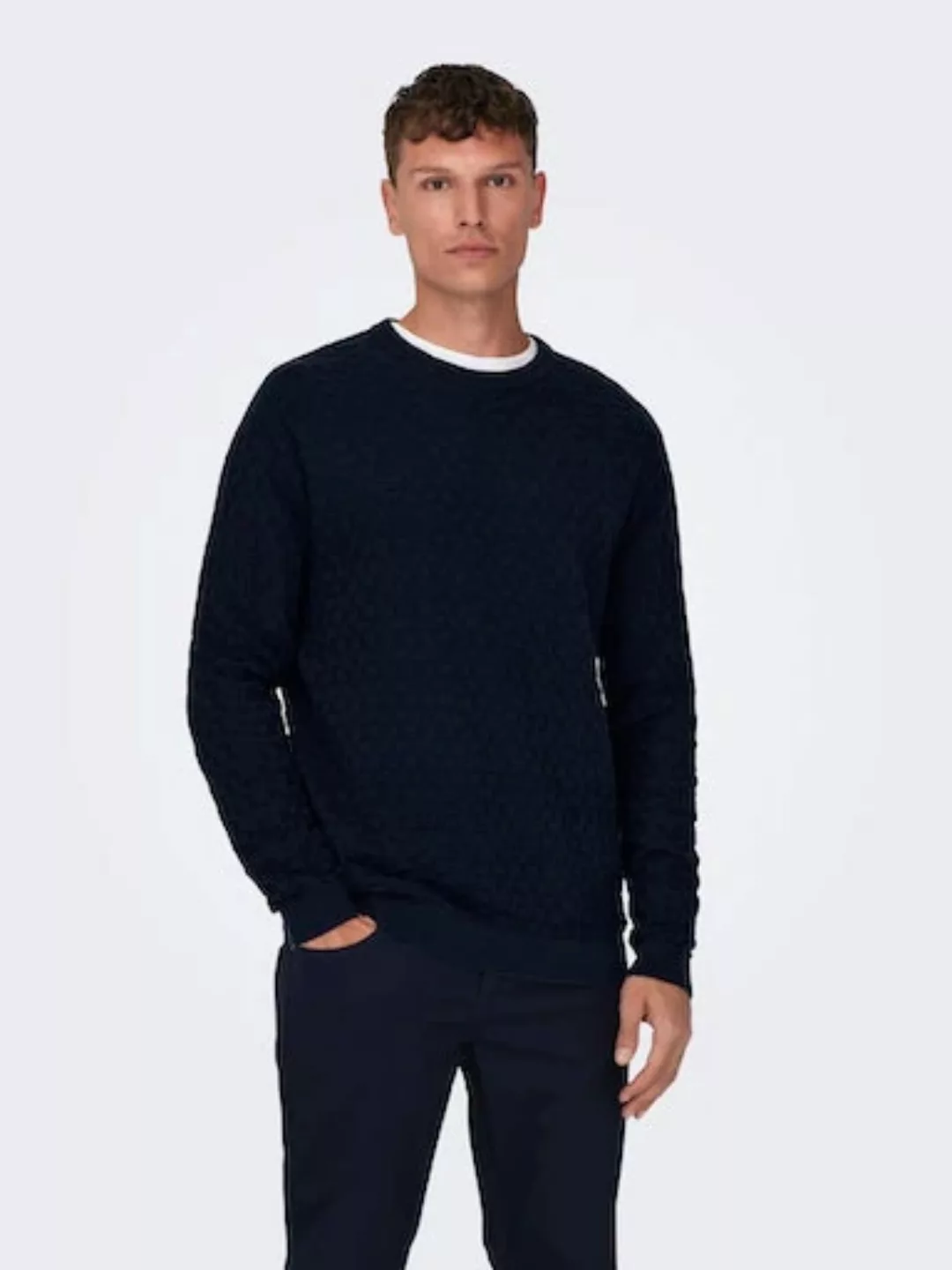 ONLY & SONS Rundhalspullover ONSKALLE REG 12 STRUC CREW KNIT NOOS günstig online kaufen