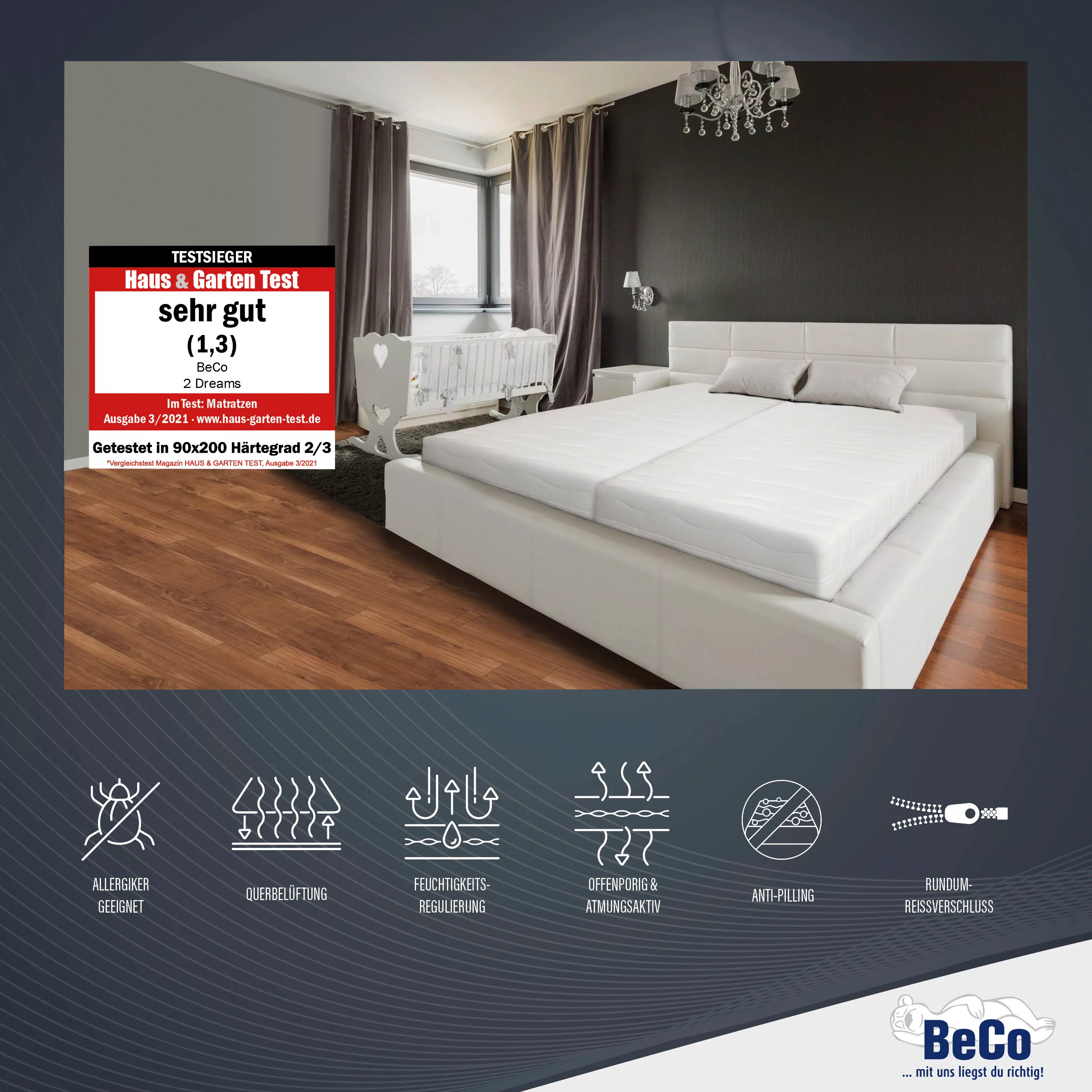 Beco Komfortschaummatratze »2 Dreams«, 21 cm hoch, Raumgewicht: 35 kg/m³, ( günstig online kaufen