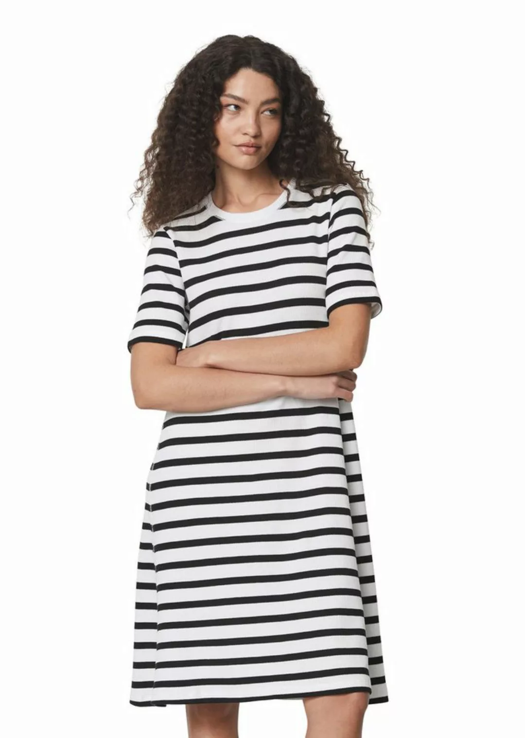 Marc O'Polo Maxikleid Gestreiftes Waffle-Jersey-Kleid günstig online kaufen