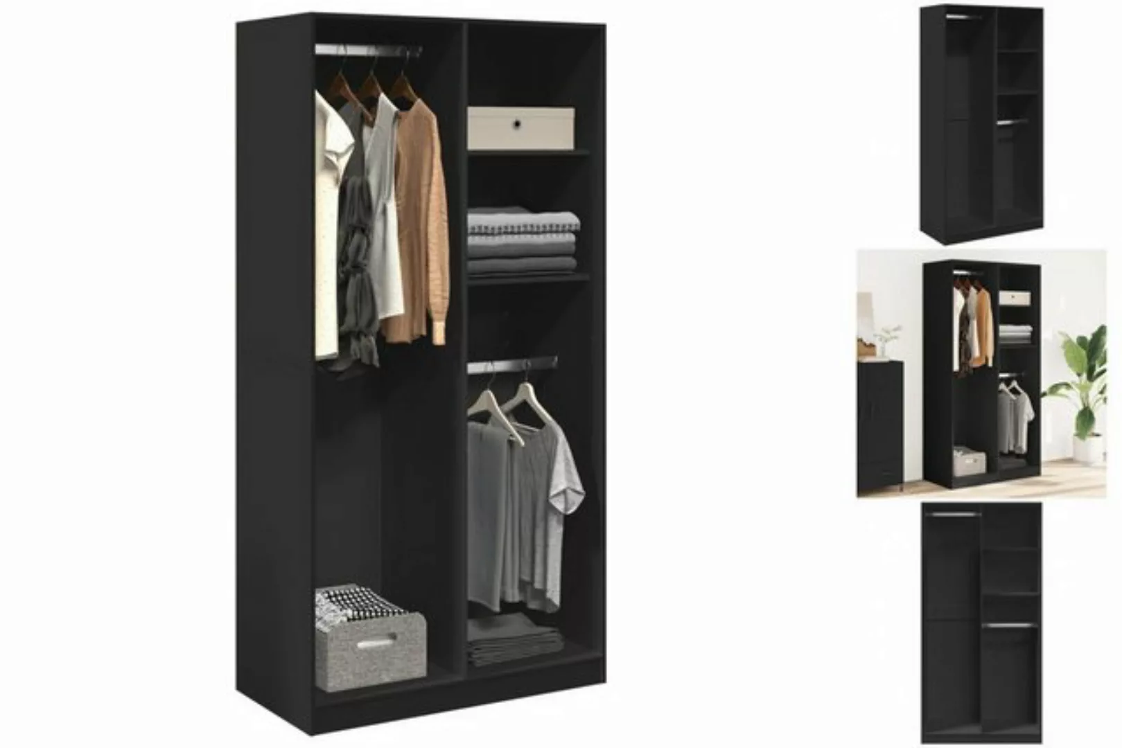 vidaXL Kleiderschrank Kleiderschrank Schwarz 100x50x200 cm Spanplatte günstig online kaufen