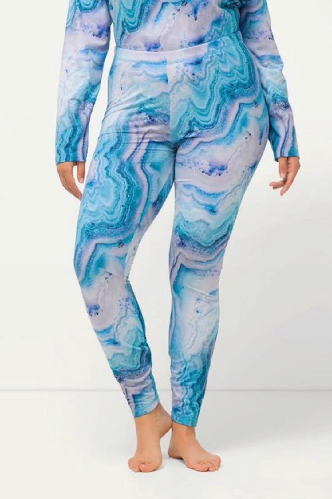 Ulla Popken Lederimitathose Ski-Funktionsleggings Marmormuster recycelt günstig online kaufen