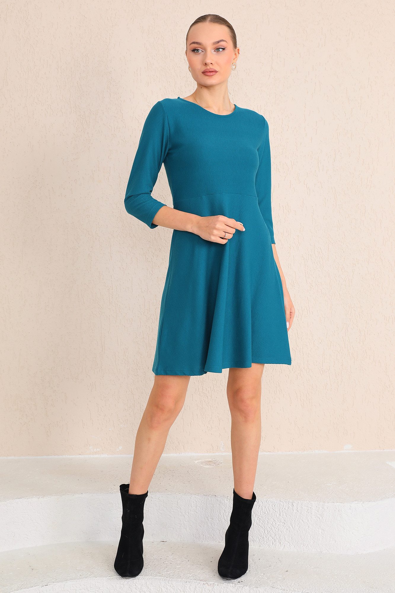 Bongual A-Linien-Kleid Casual Midikleid 3/4-Ärmel, mit günstig online kaufen